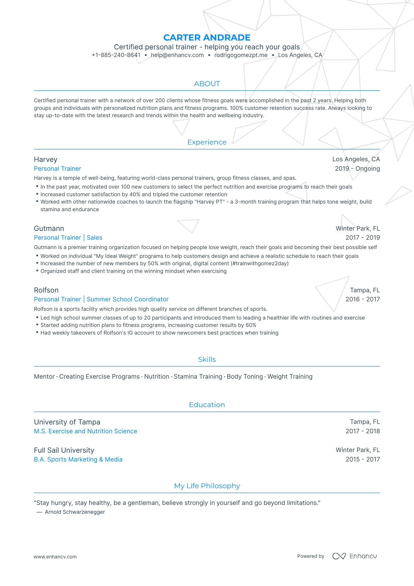 Traditional Personal Trainer Resume Template