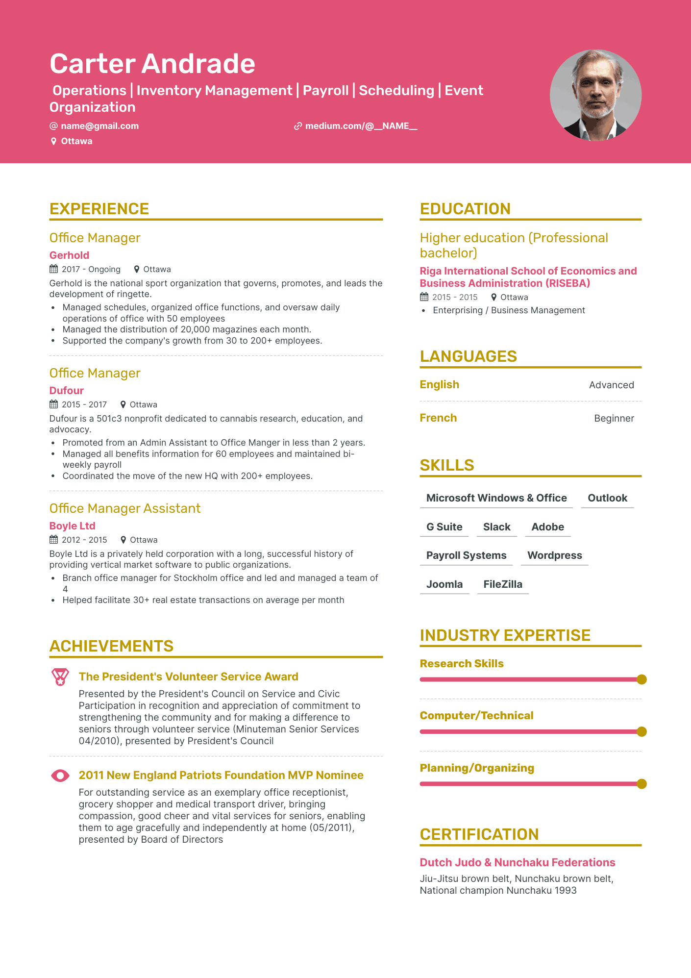 Creative Office Manager Resume Template
