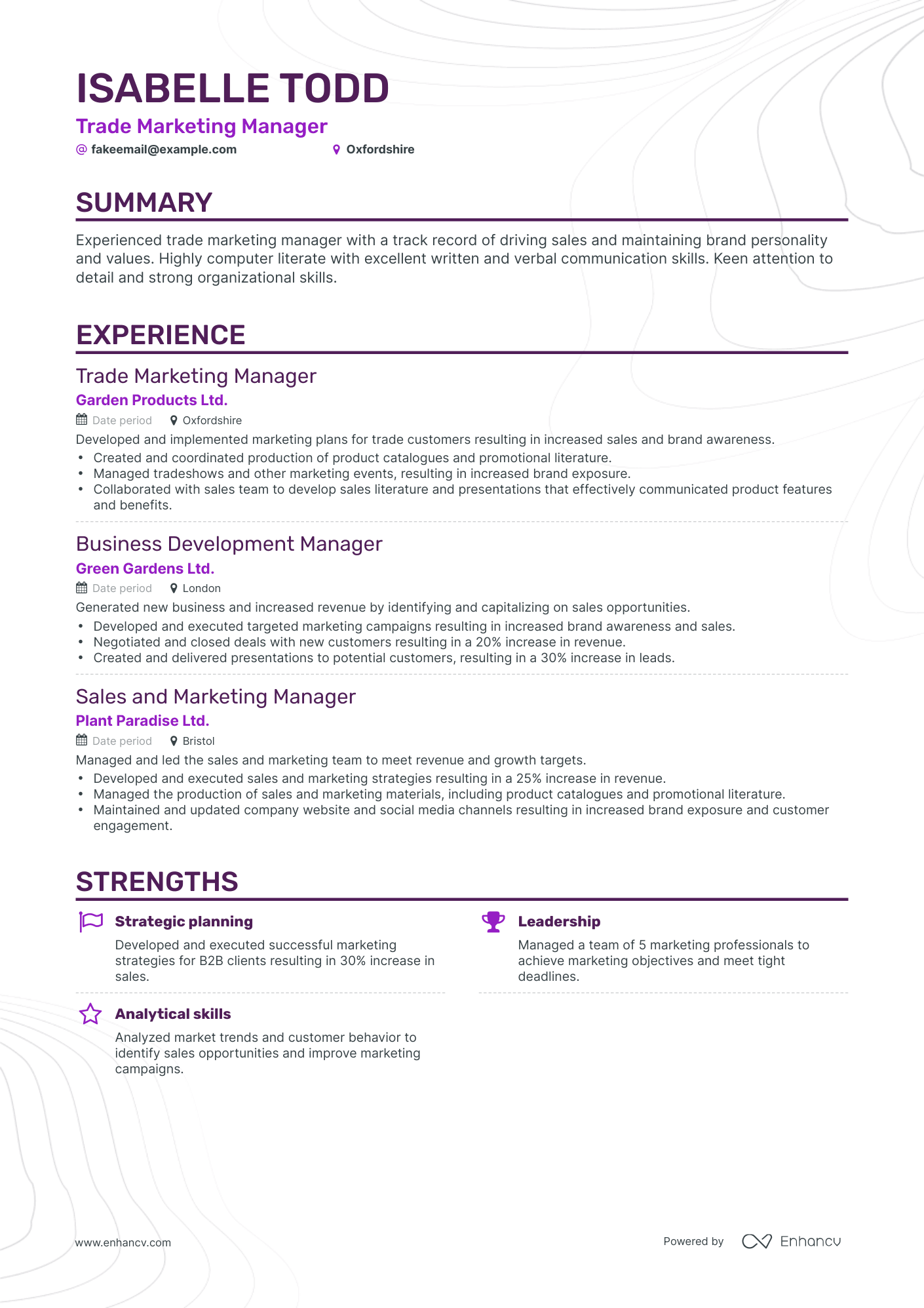Classic Trade Marketing Manager Resume Template