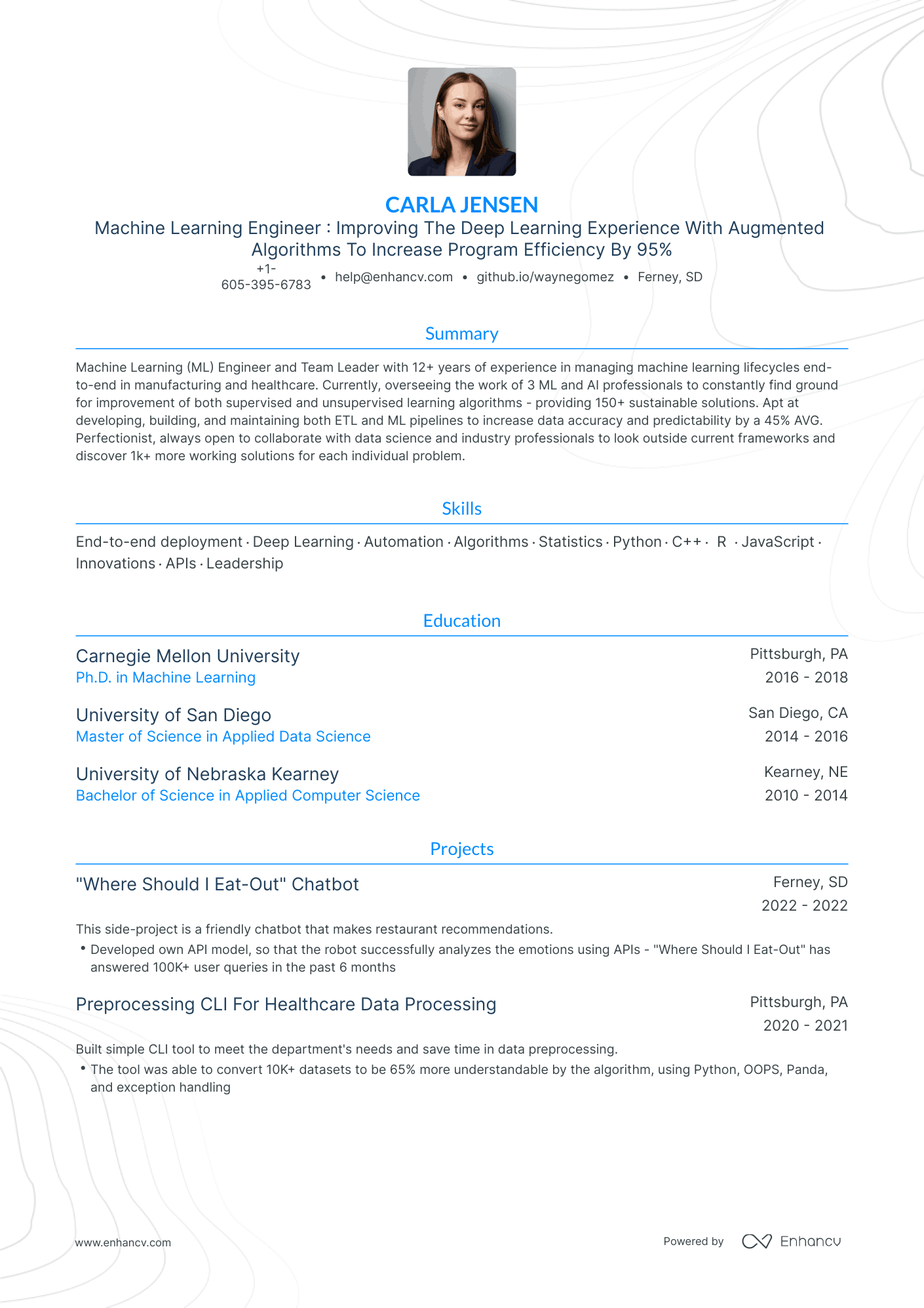 Traditional Machine Learning Resume Template