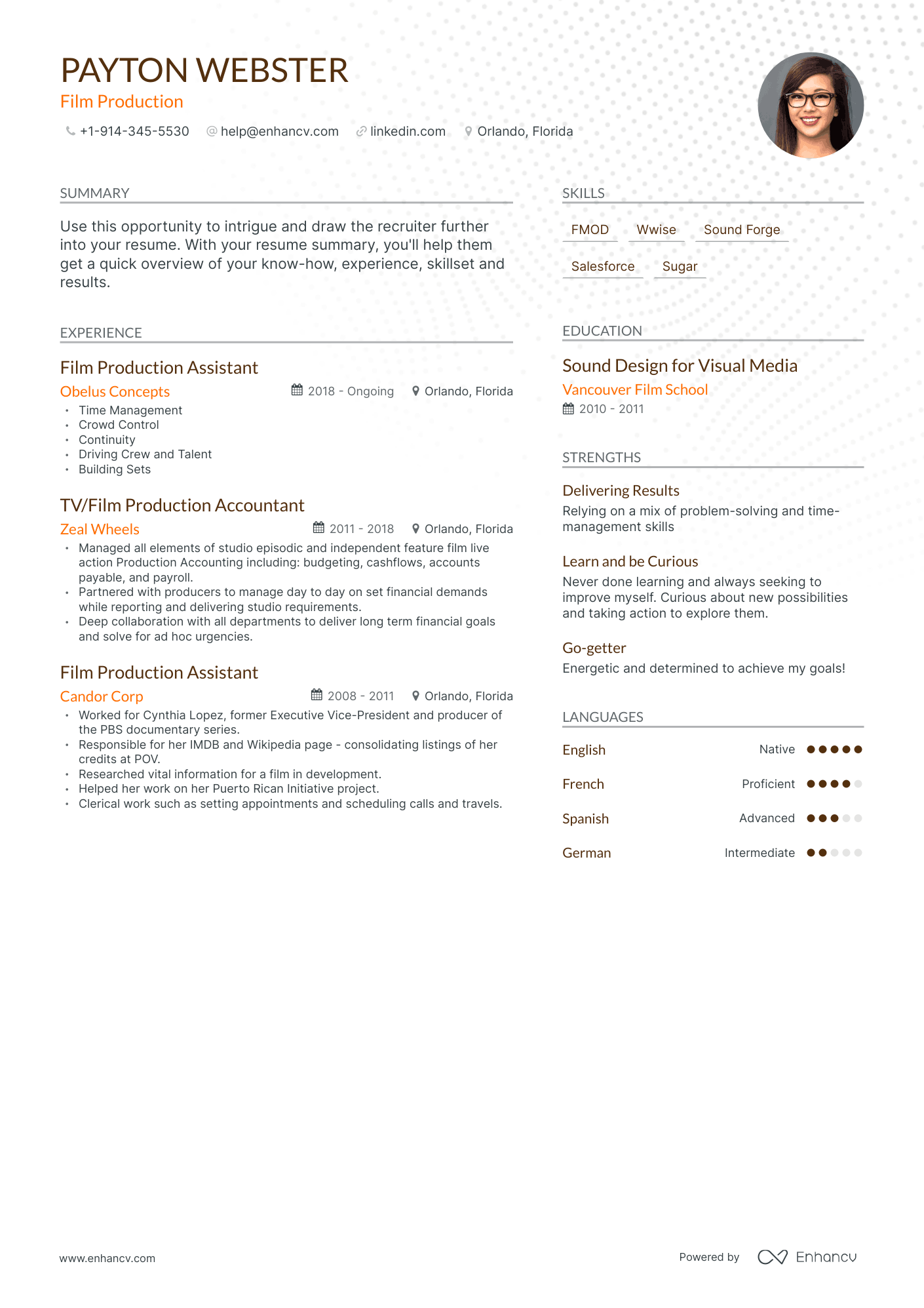 Modern Film Production Resume Template