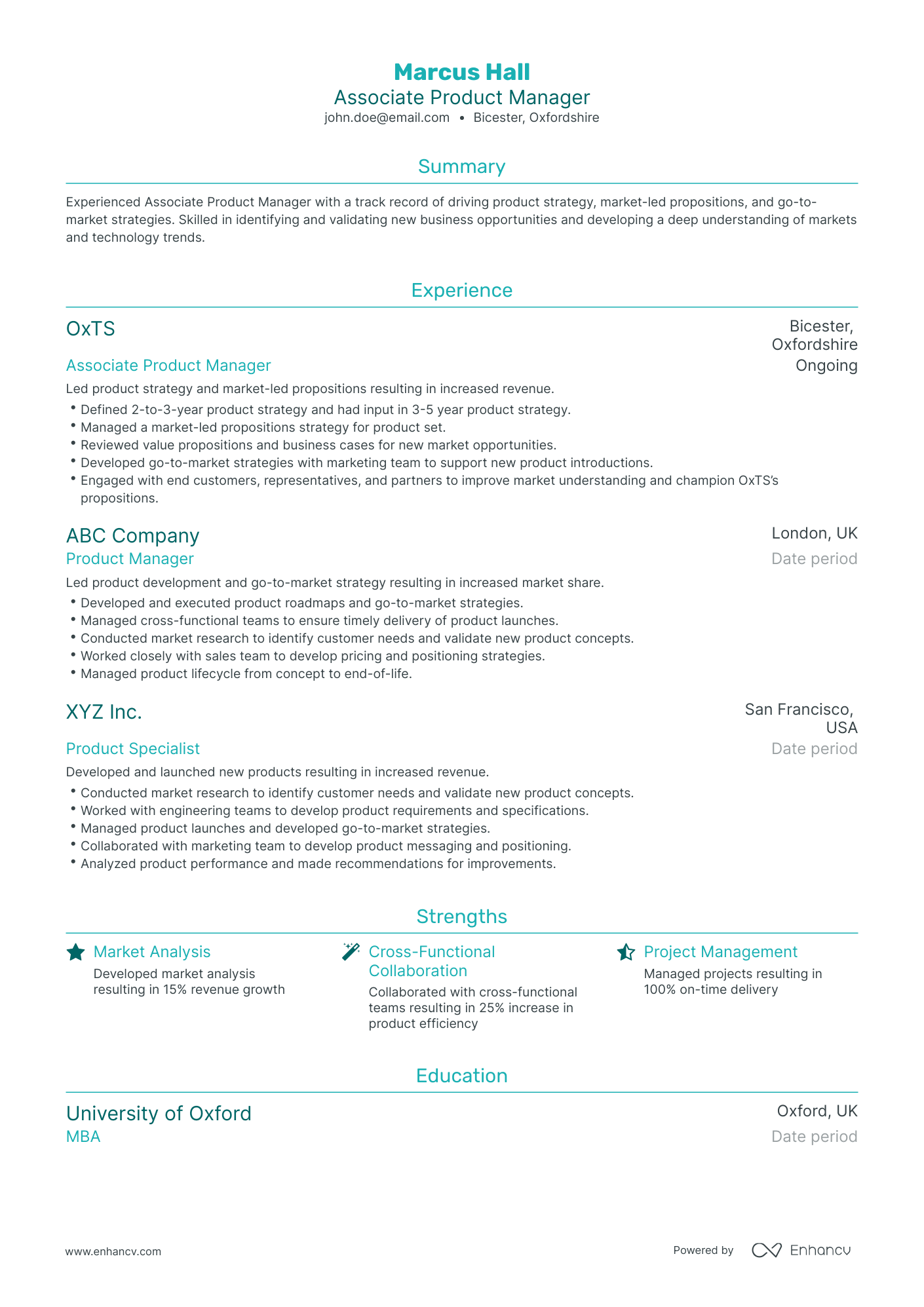 Traditional Associate Product Manager Resume Template
