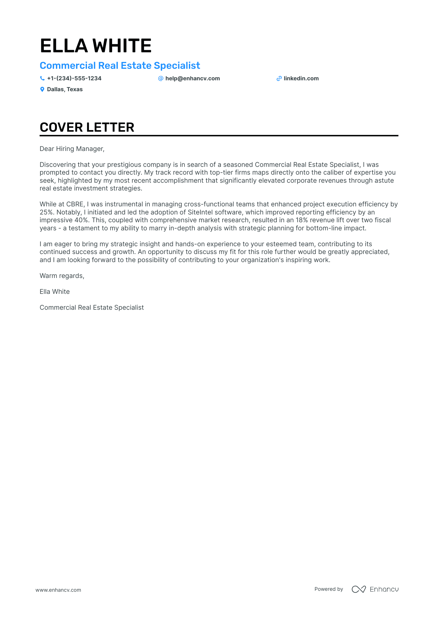 real estate agent cover letter examples