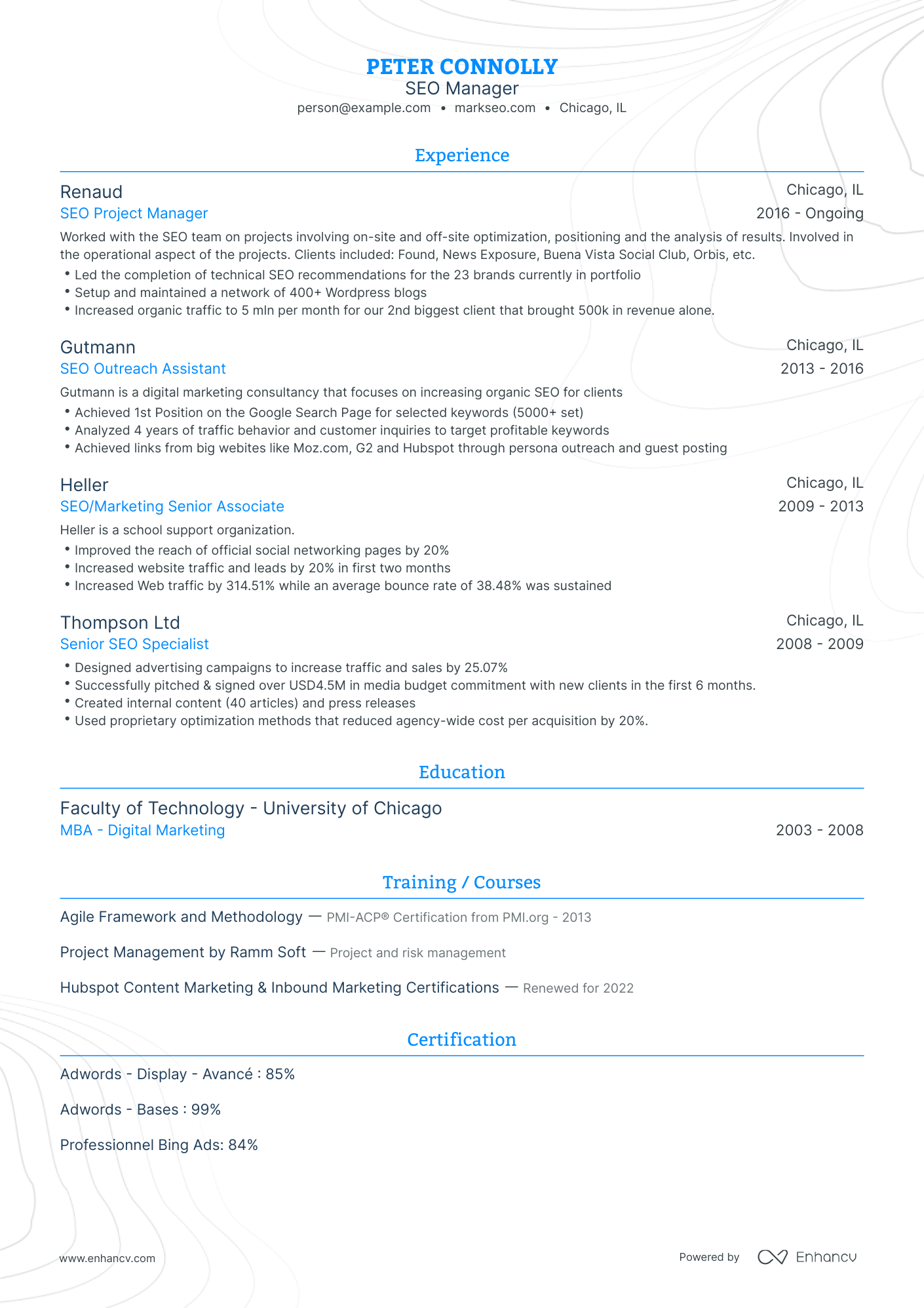 Traditional SEO Manager Resume Template