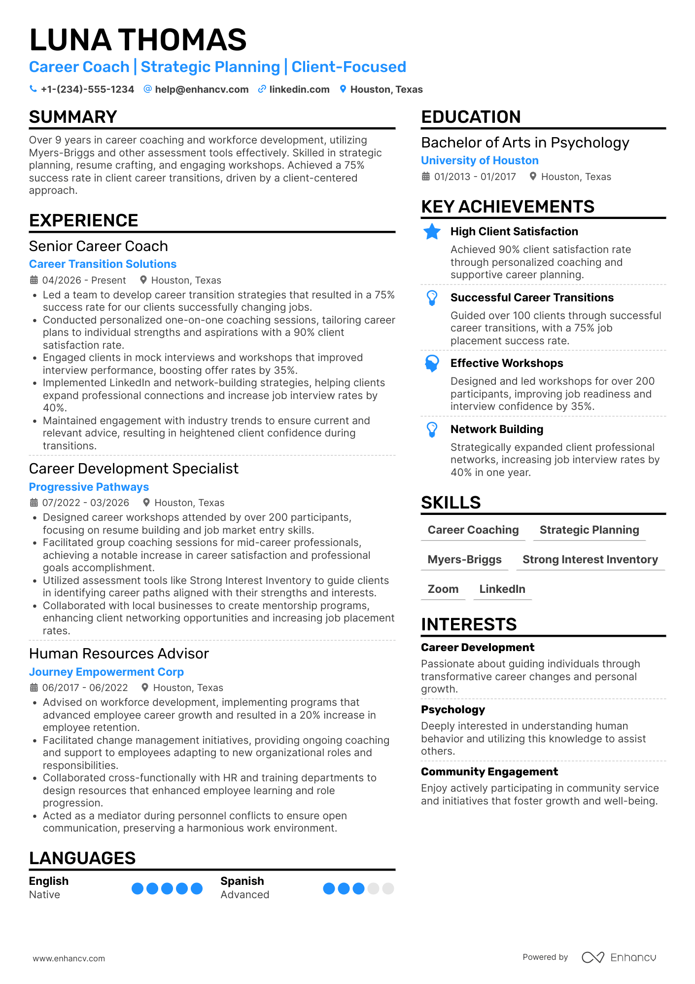 A resume example of a Career Change Mentor