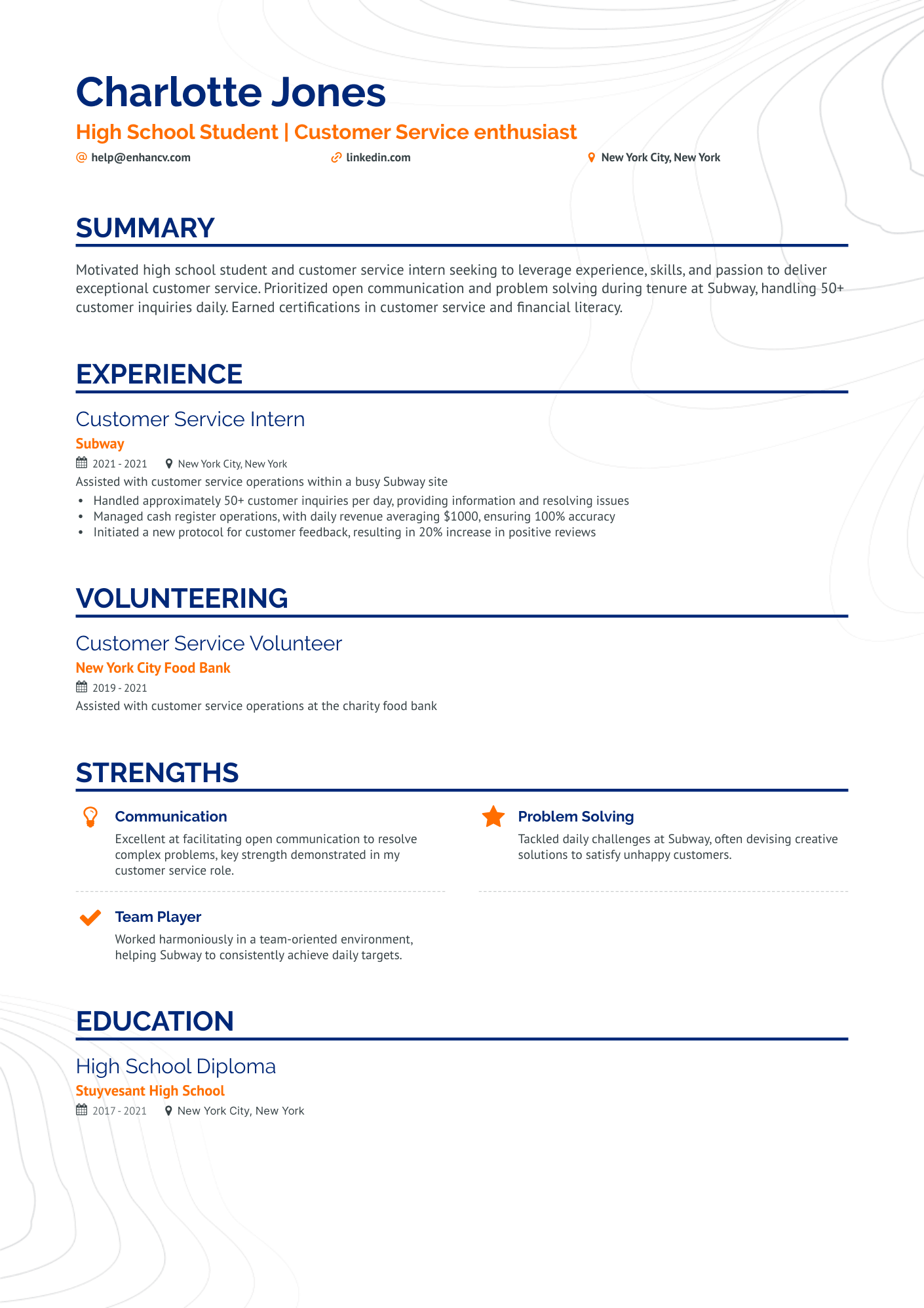 sample resume for 12th students