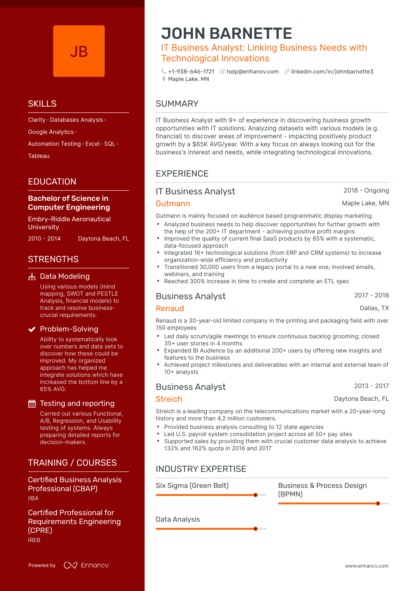 Polished IT Business Analyst Resume Template