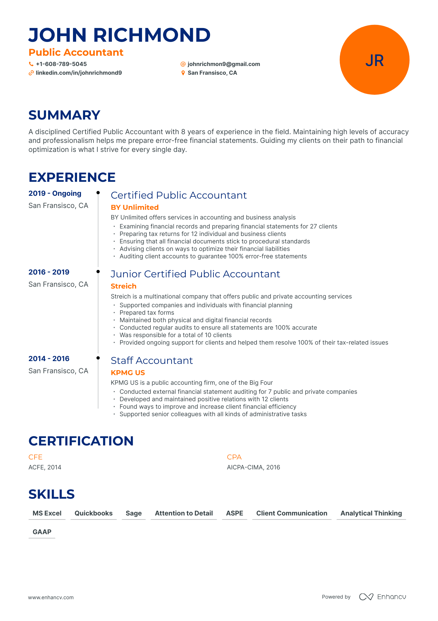 Timeline Public Accounting Resume Template