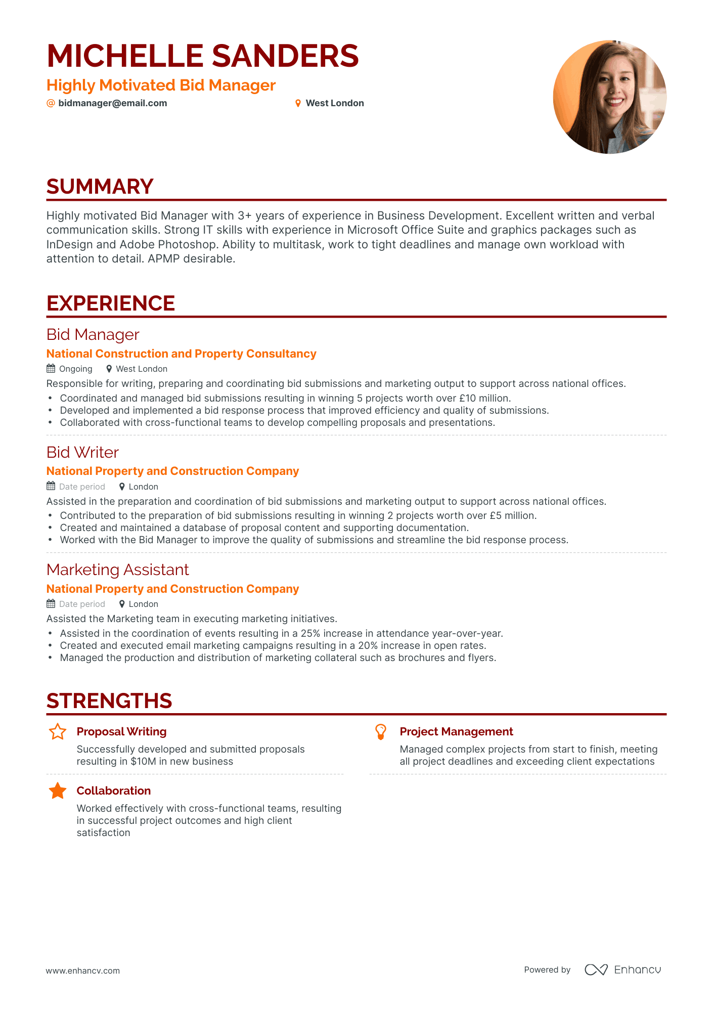 Classic Bid Manager Resume Template