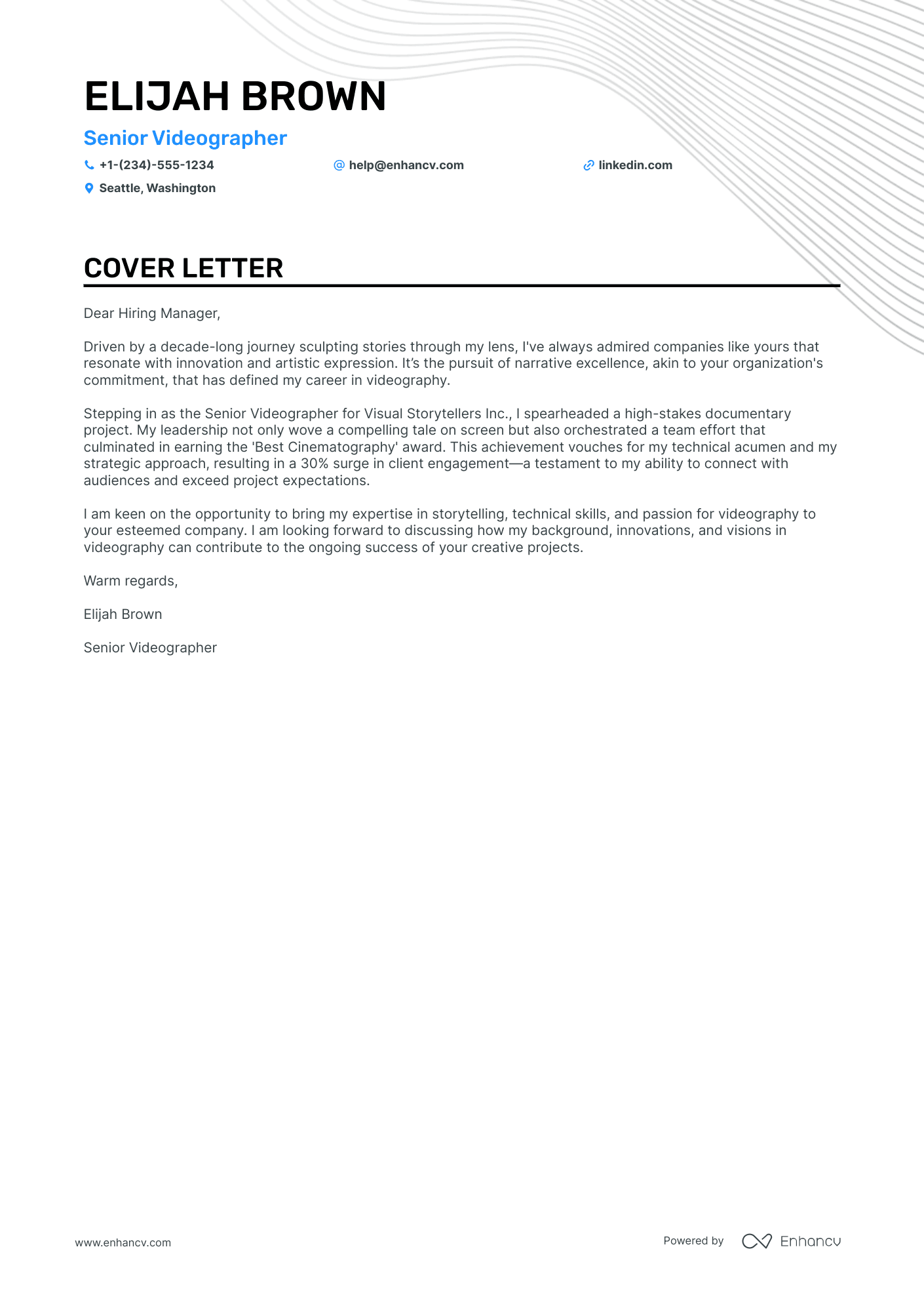 cover letter for a video editor