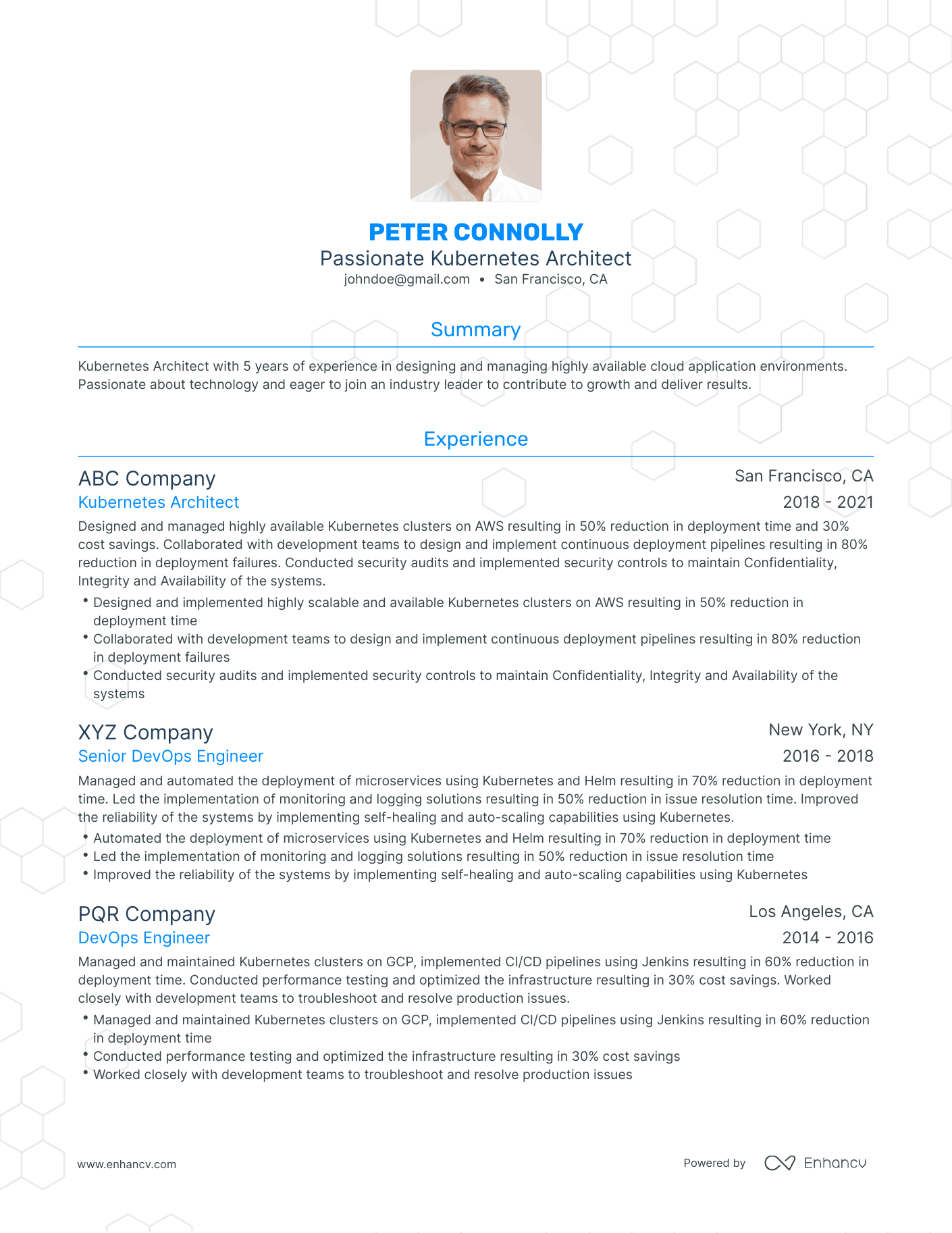 Traditional Kubernetes Resume Template
