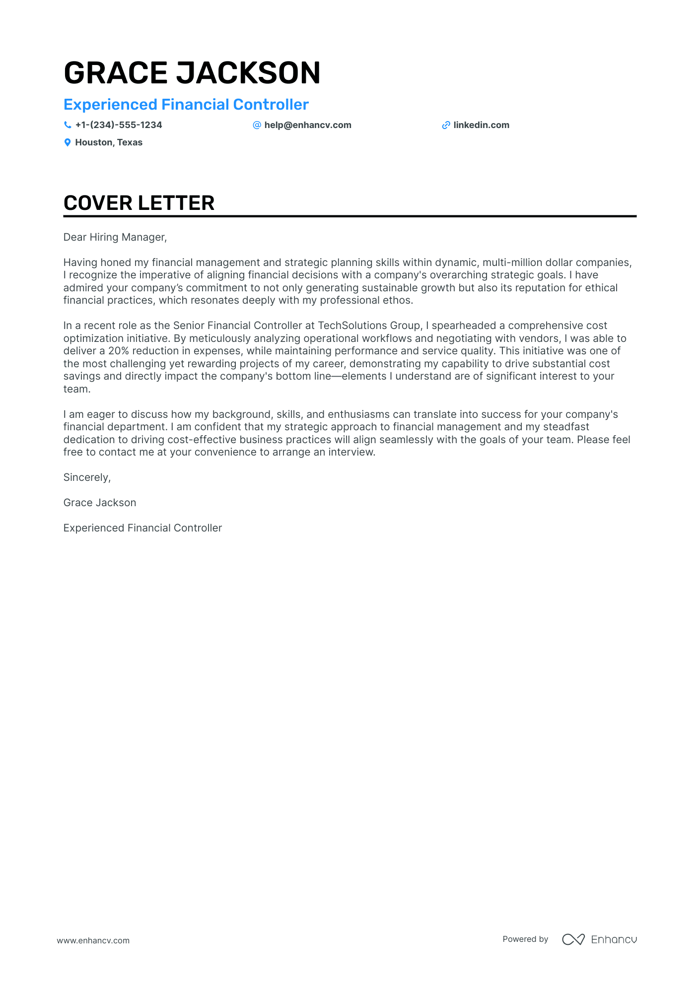 cover letter for finance director role