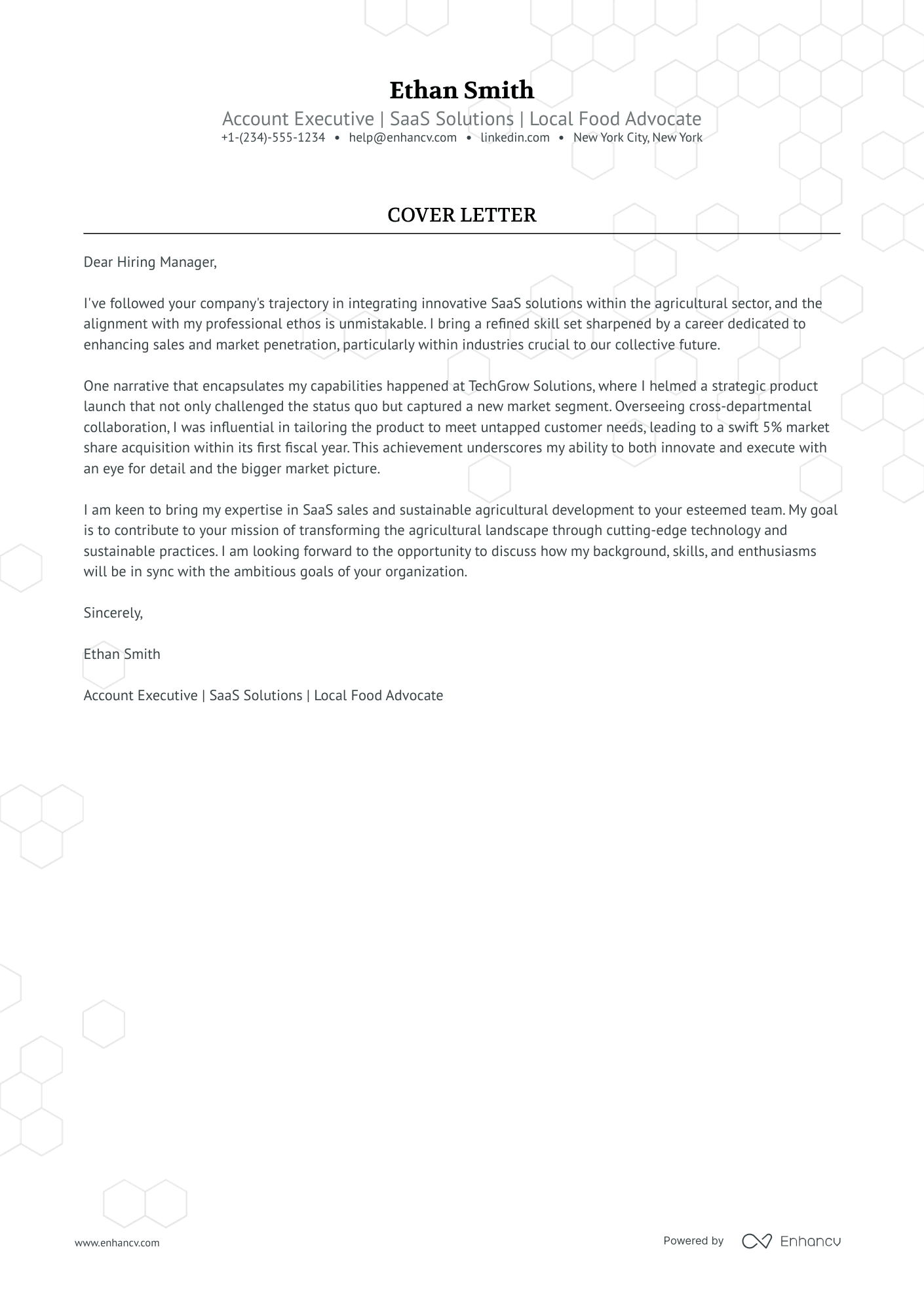 cover letter sample in sales