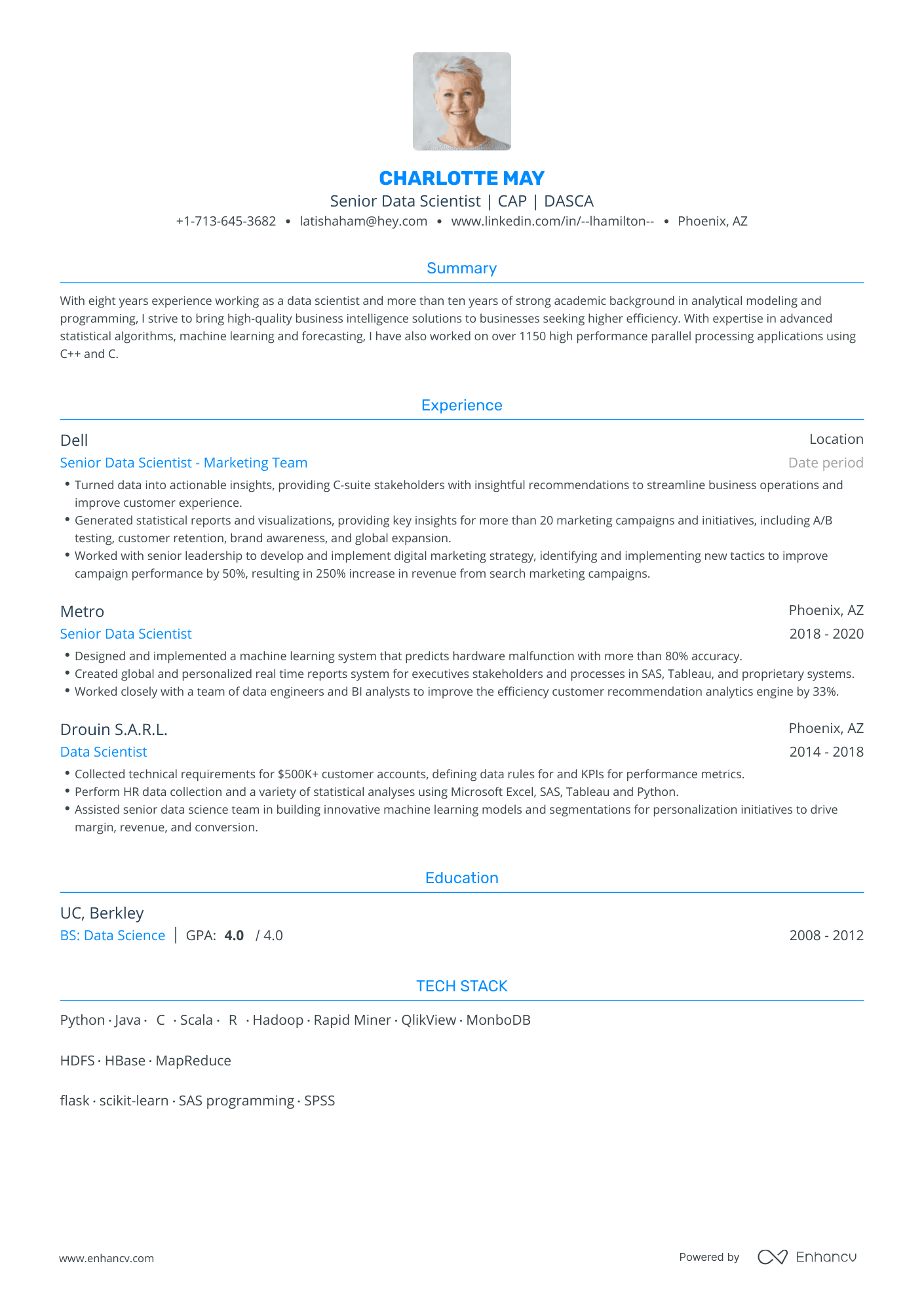 Traditional Data Scientist Resume Template