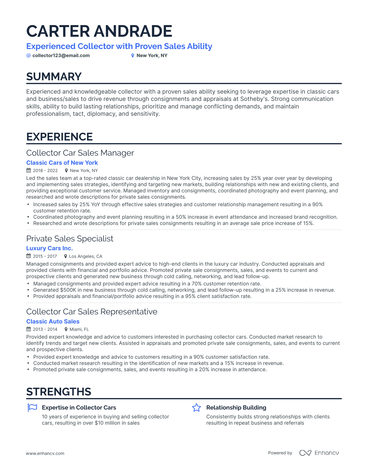 Classic Collector Resume Template