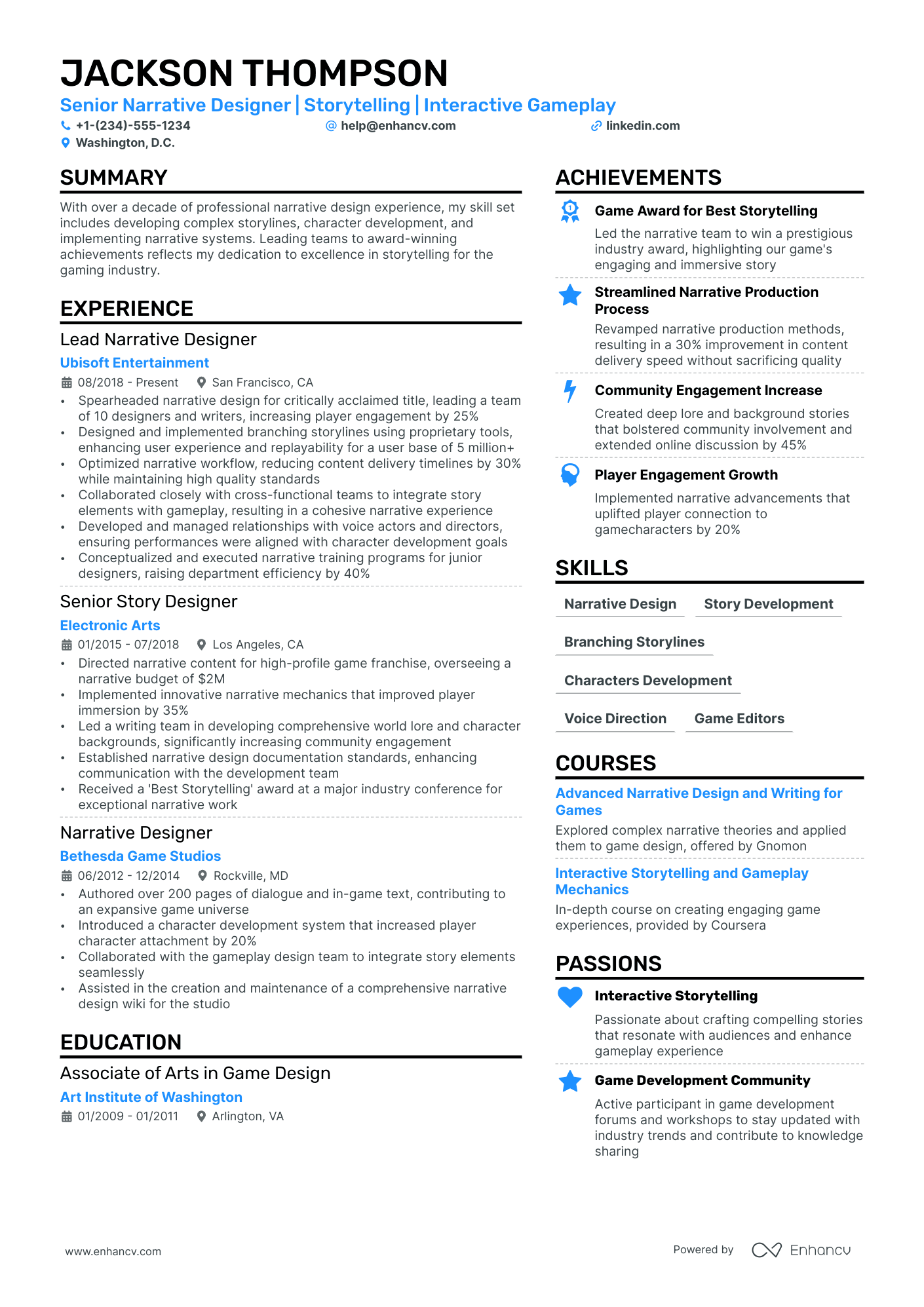 sample resume as writer