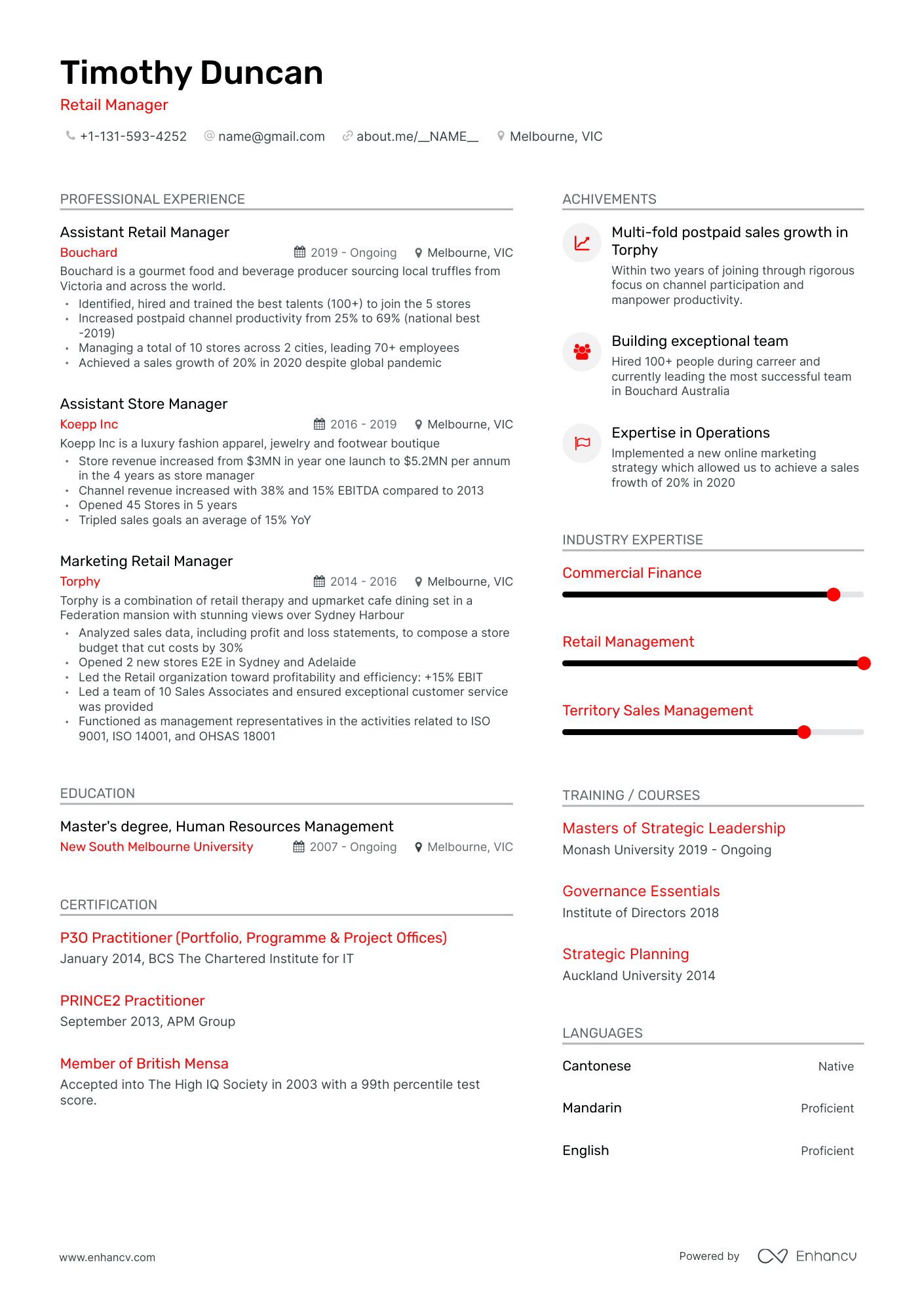 Modern Assistant Manager Resume Template
