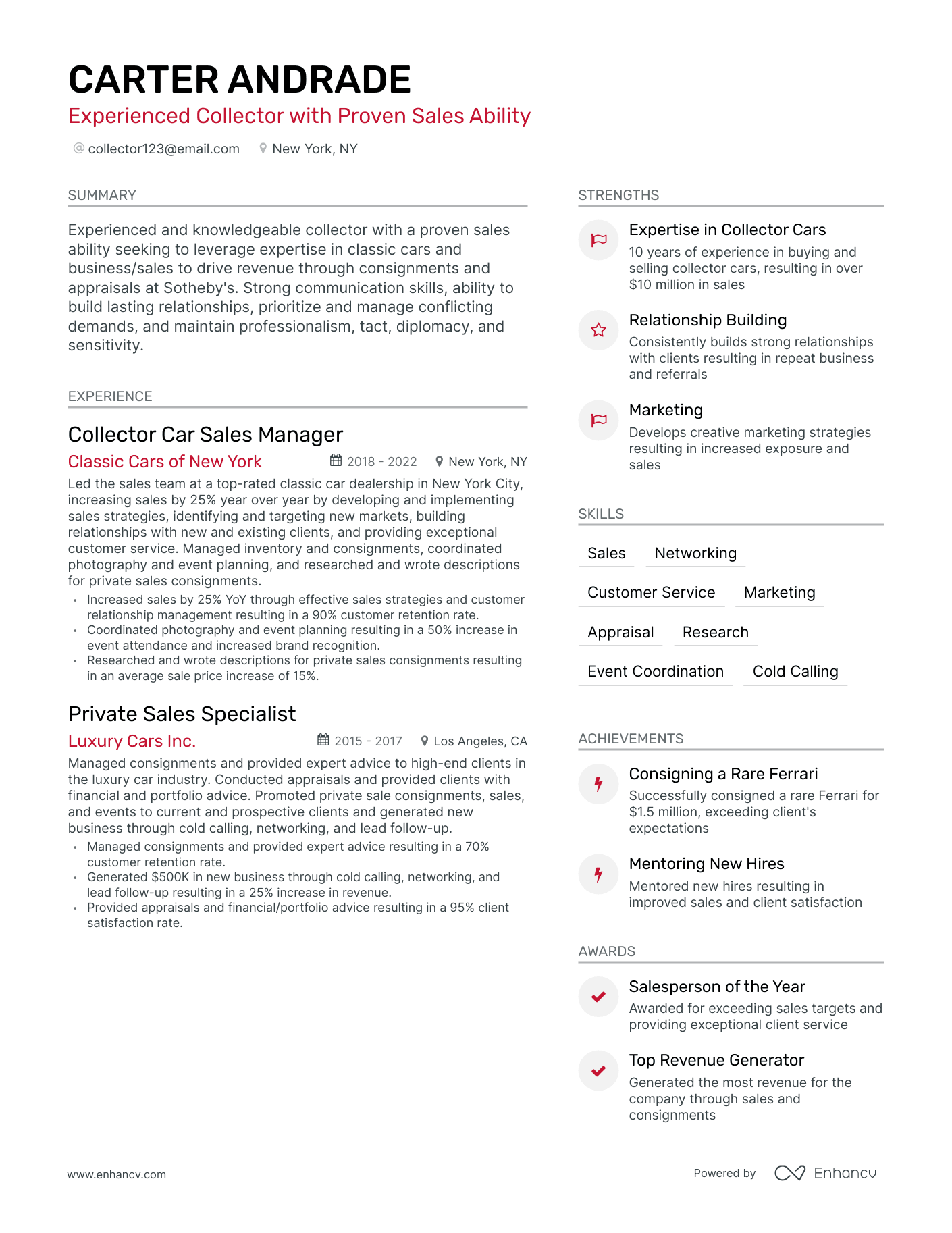 Modern Collector Resume Template