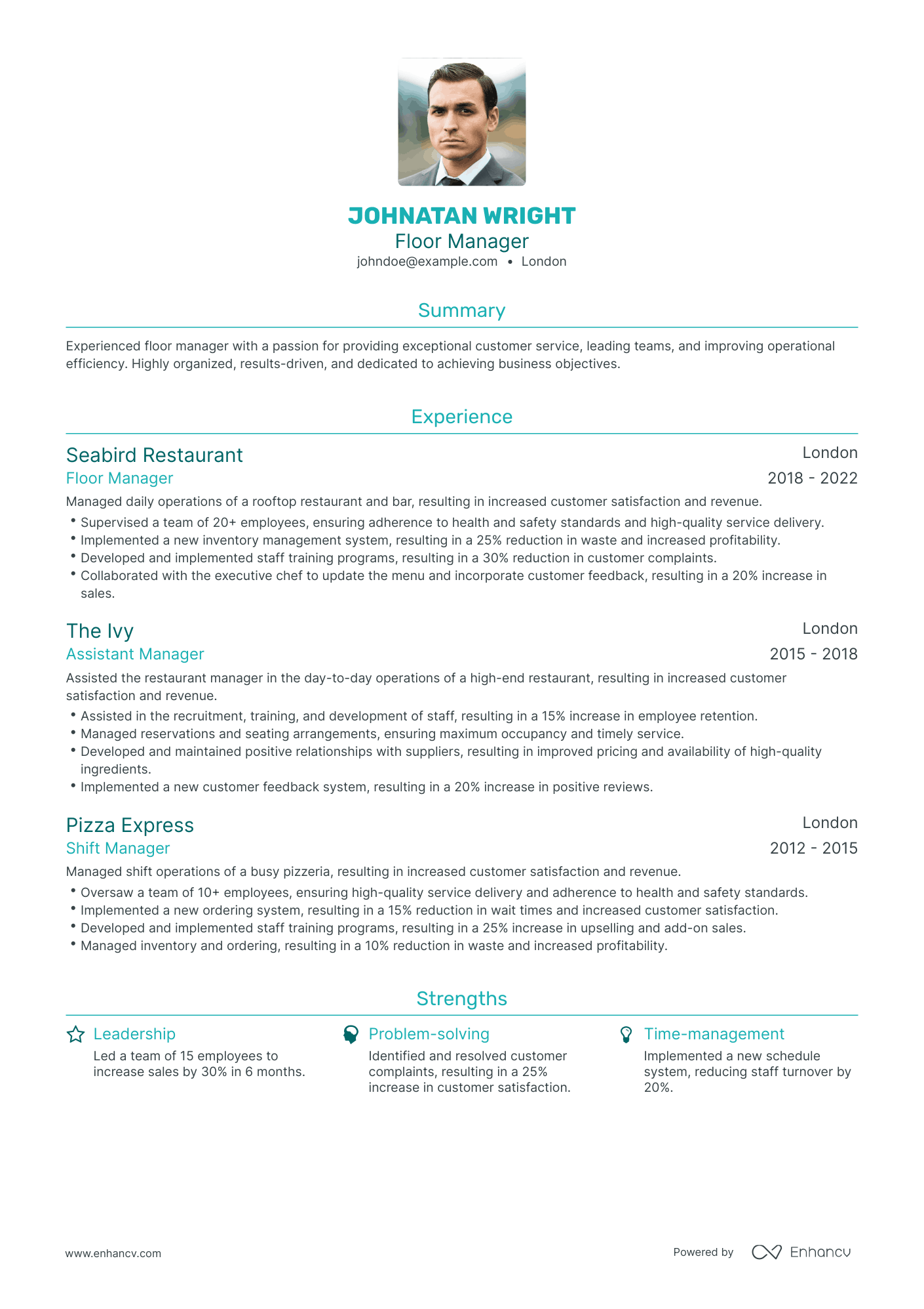 Traditional Floor Manager Resume Template
