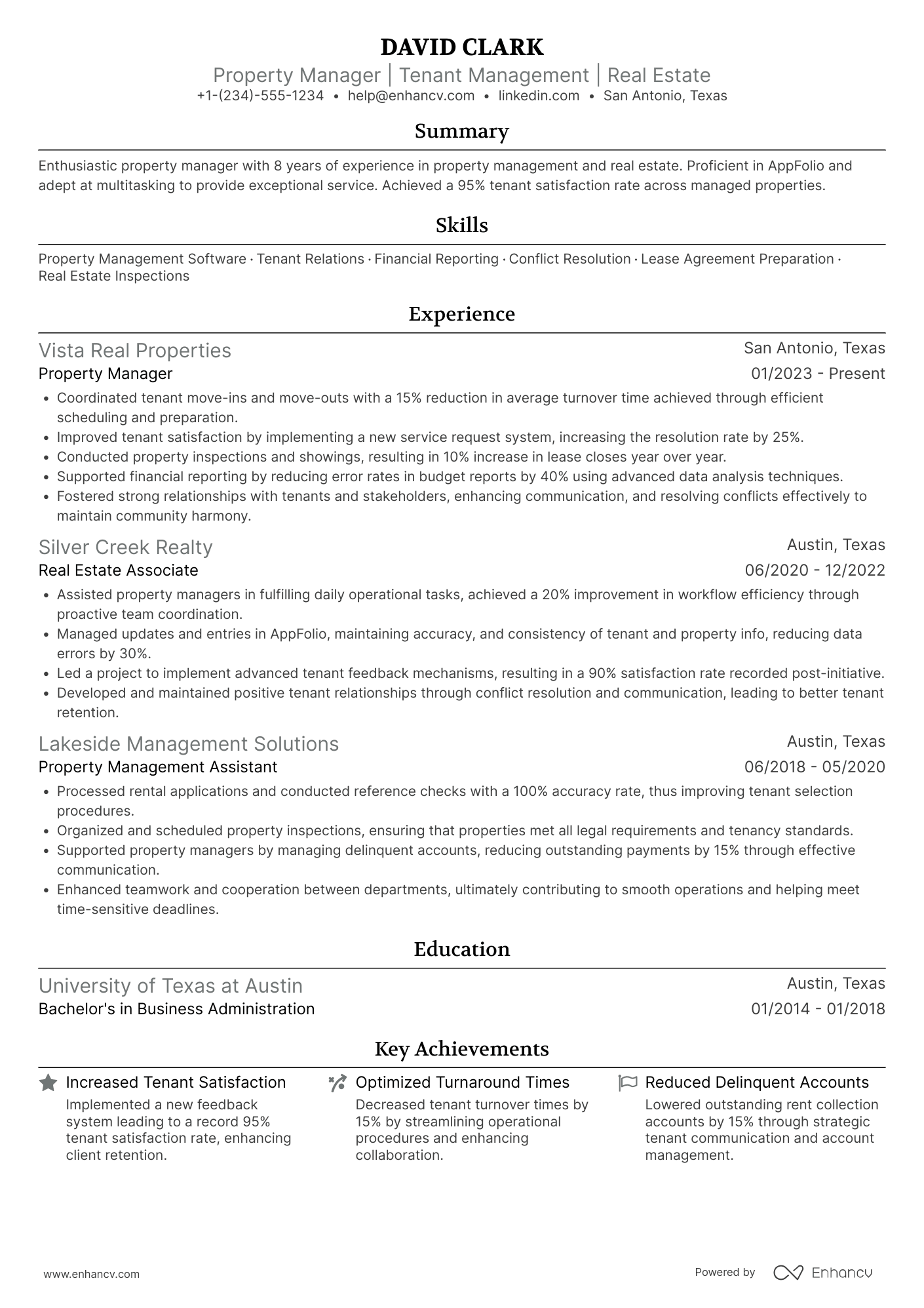 A resume example of a Property Management Assistant