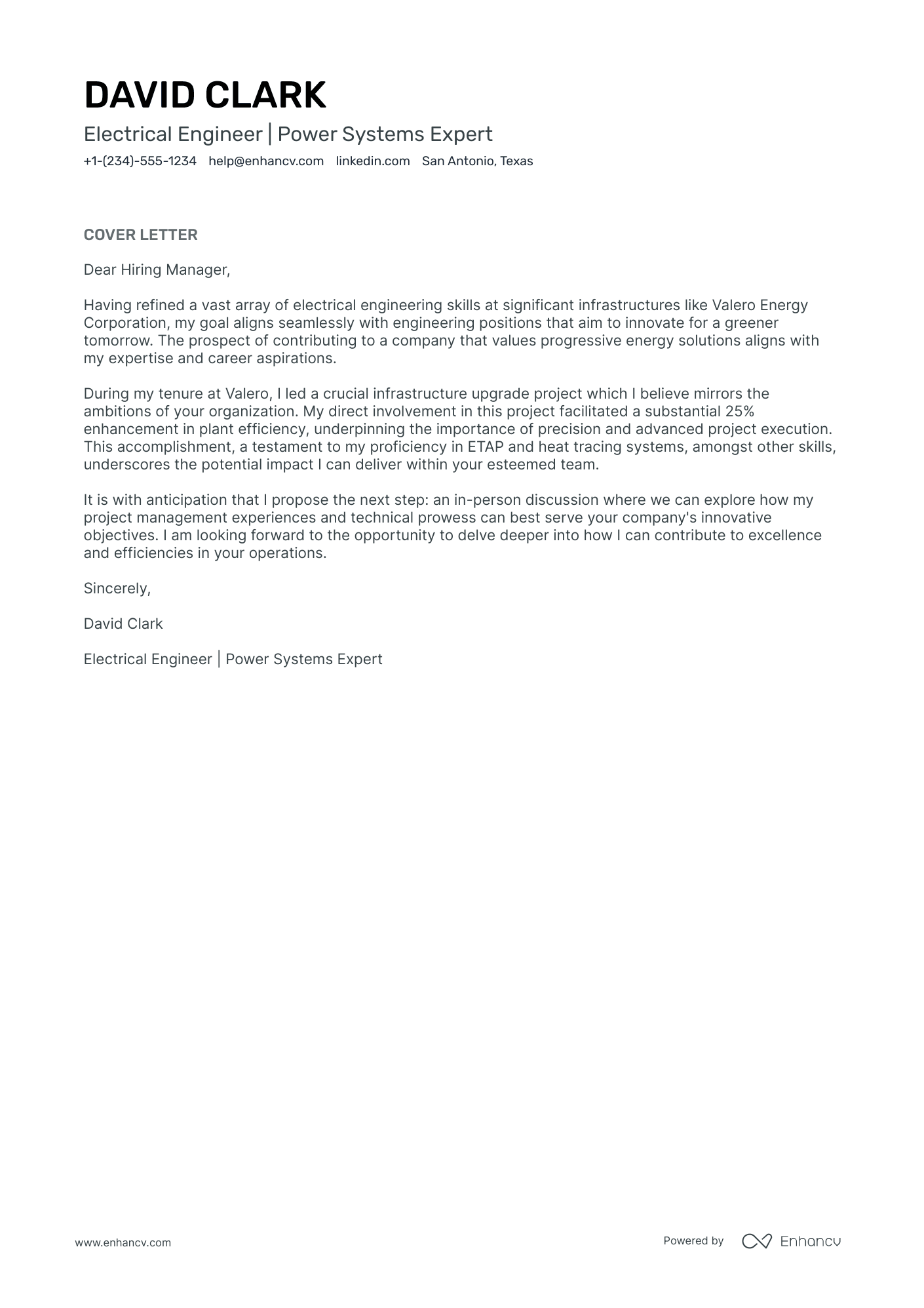 cover letter example for electrical engineers