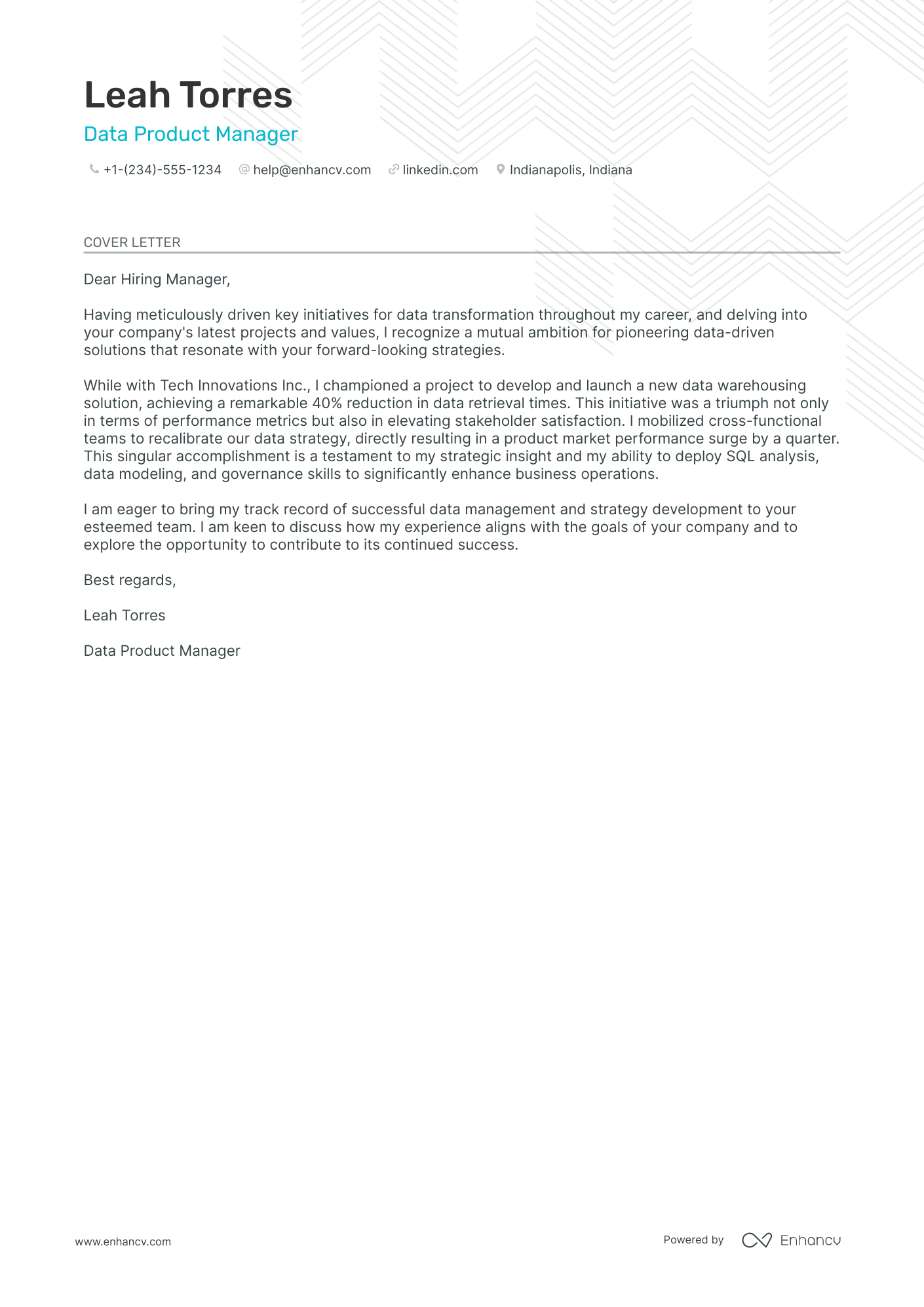 product management cover letter