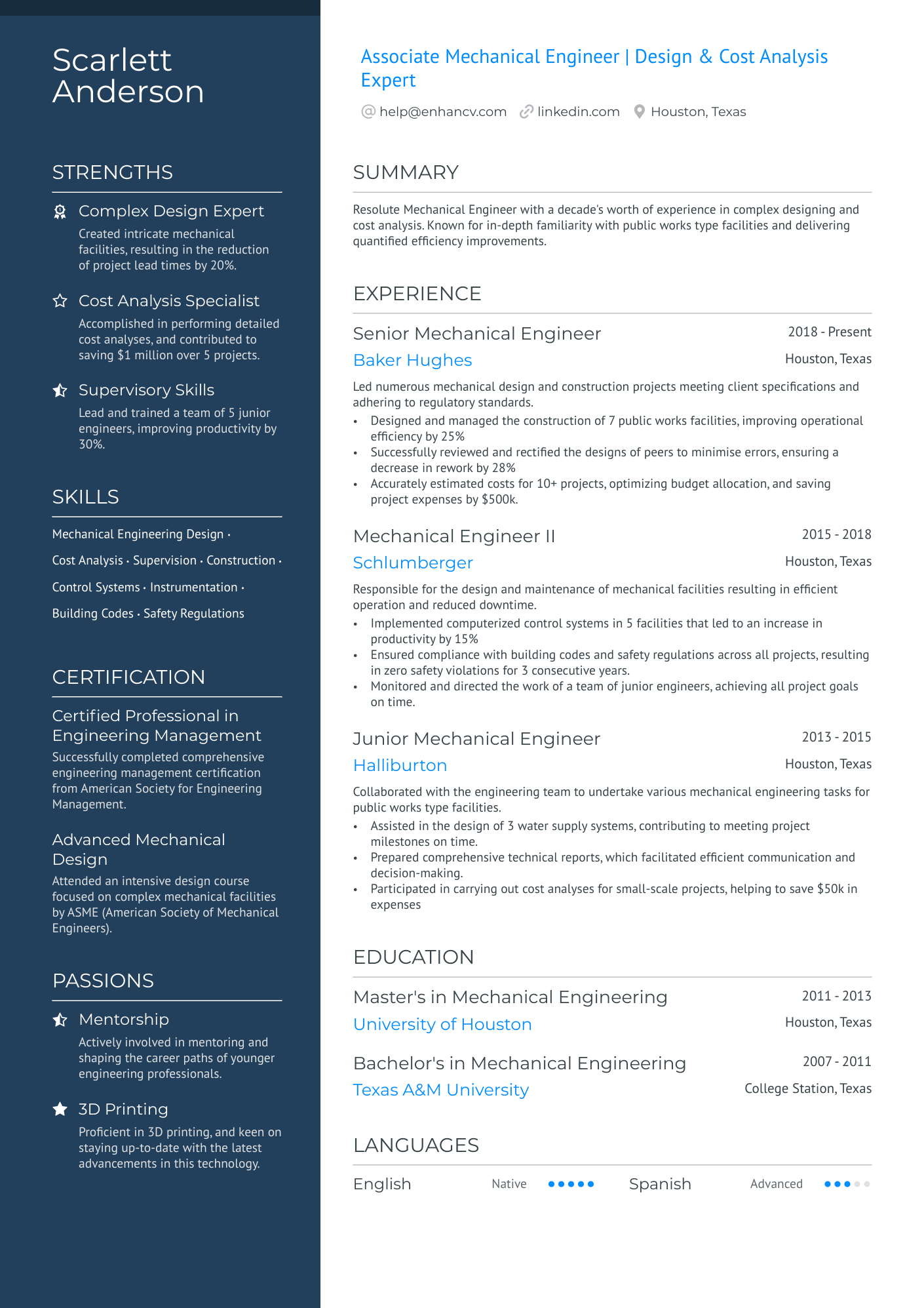 resume template for experienced mechanical engineer