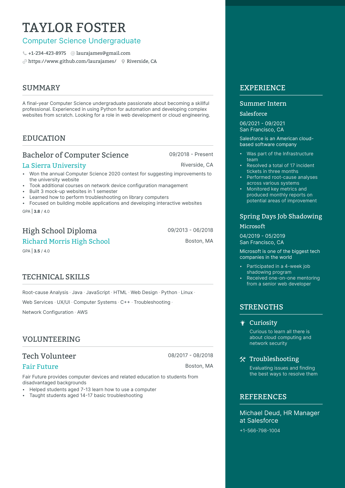 resume for college undergraduates