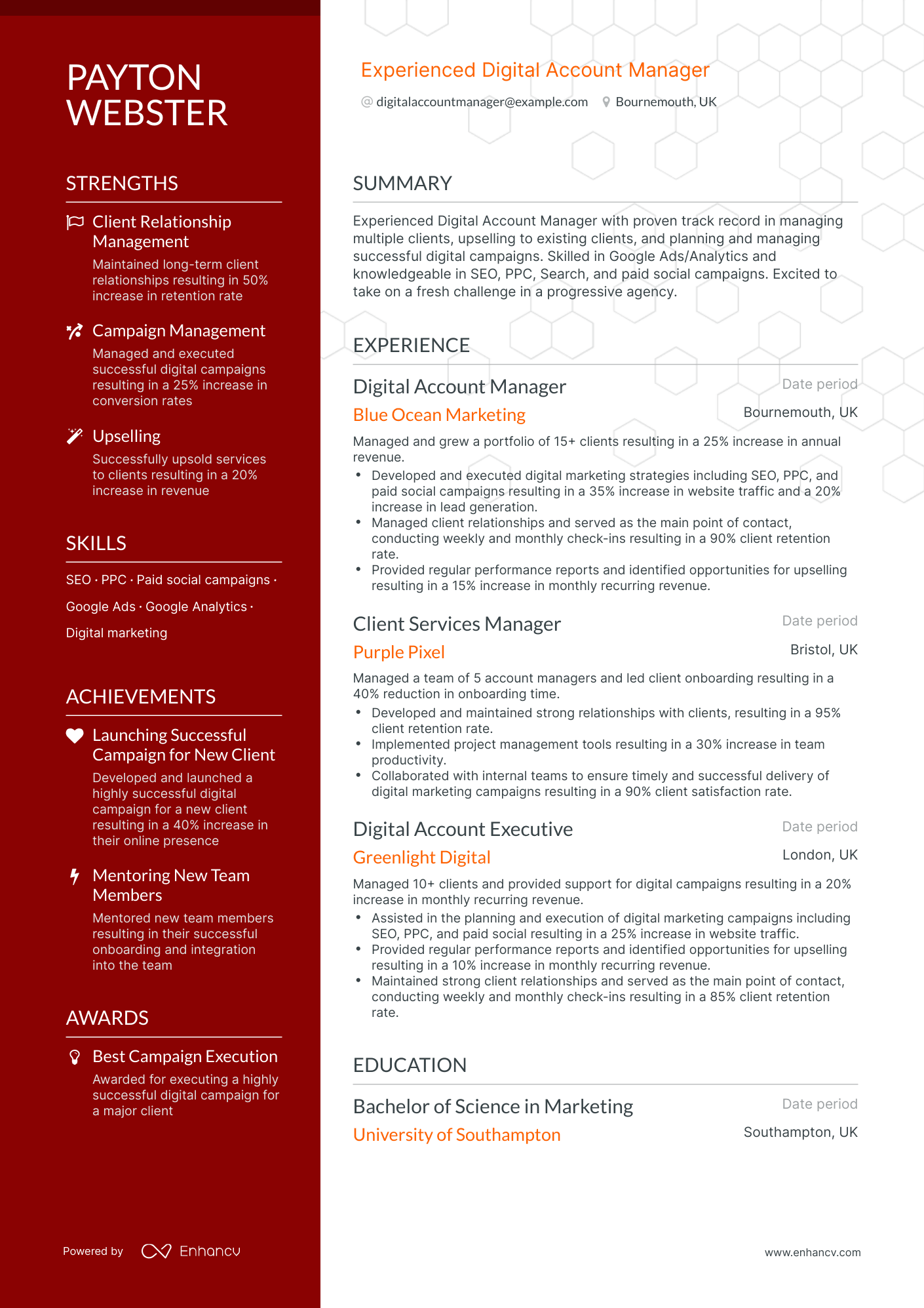 Polished Digital Account Manager Resume Template