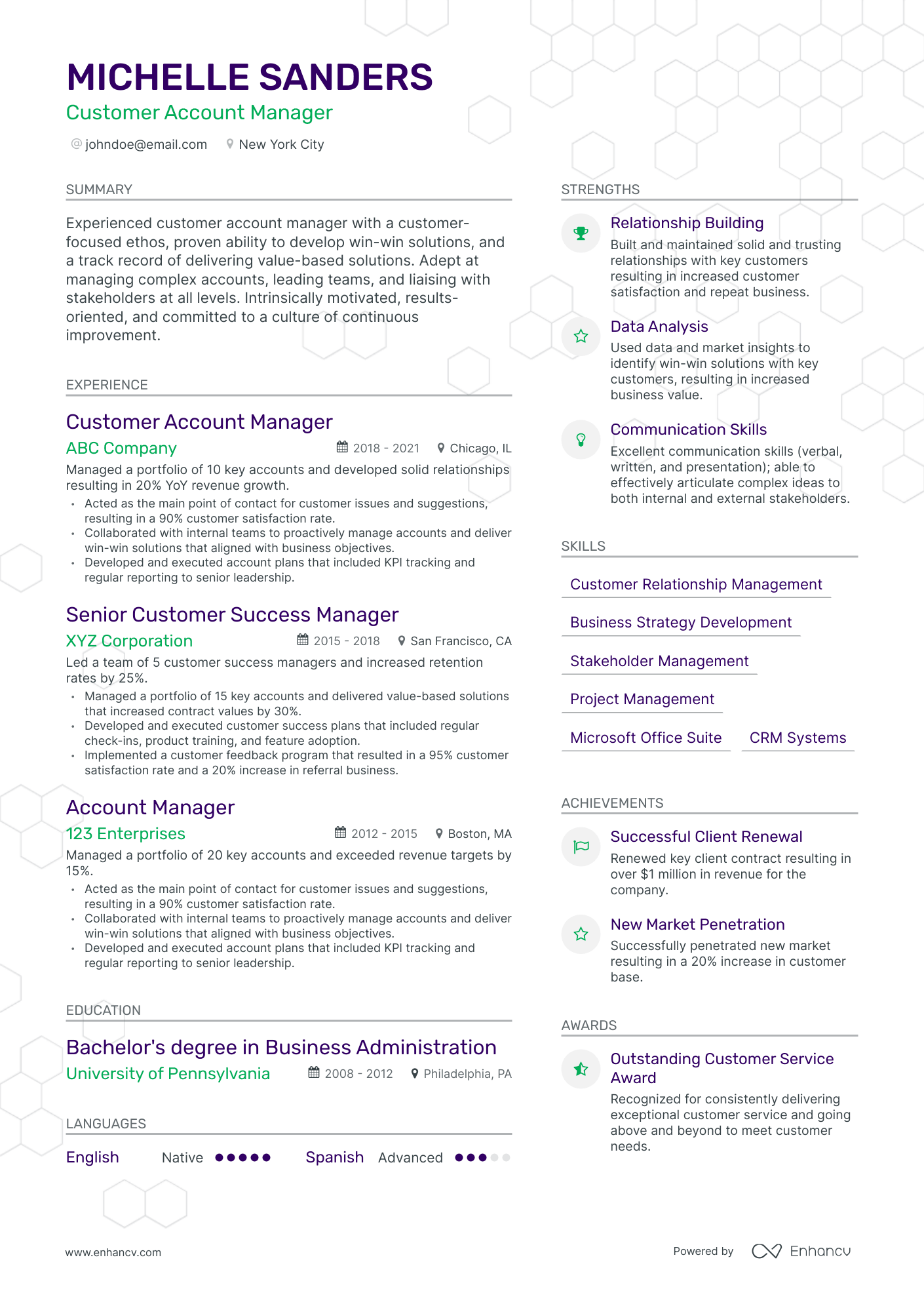 Modern Customer Account Manager Resume Template