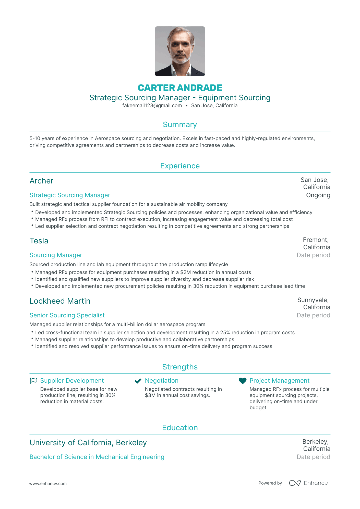 Traditional Strategic Sourcing Manager Resume Template