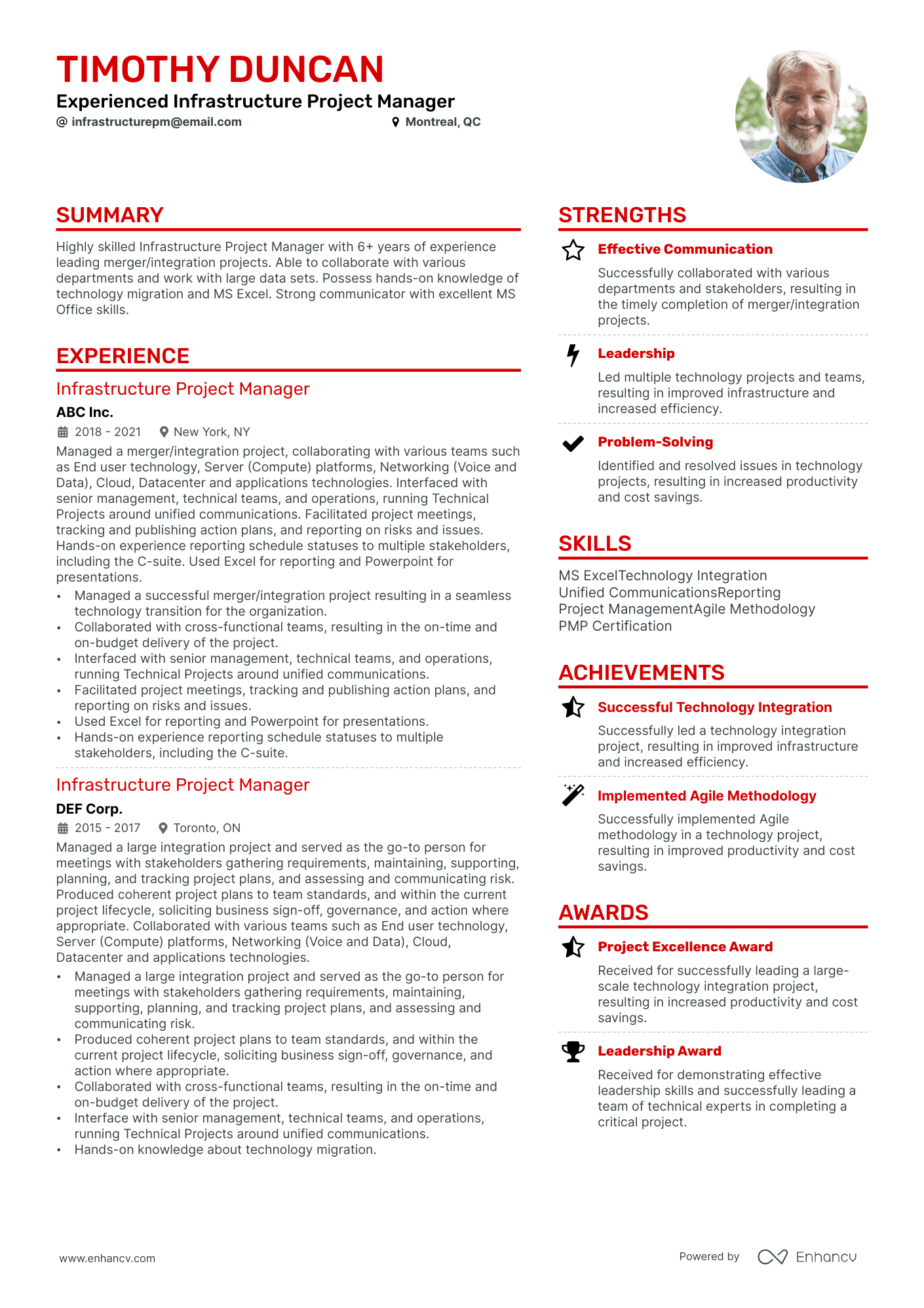 project management experience resume