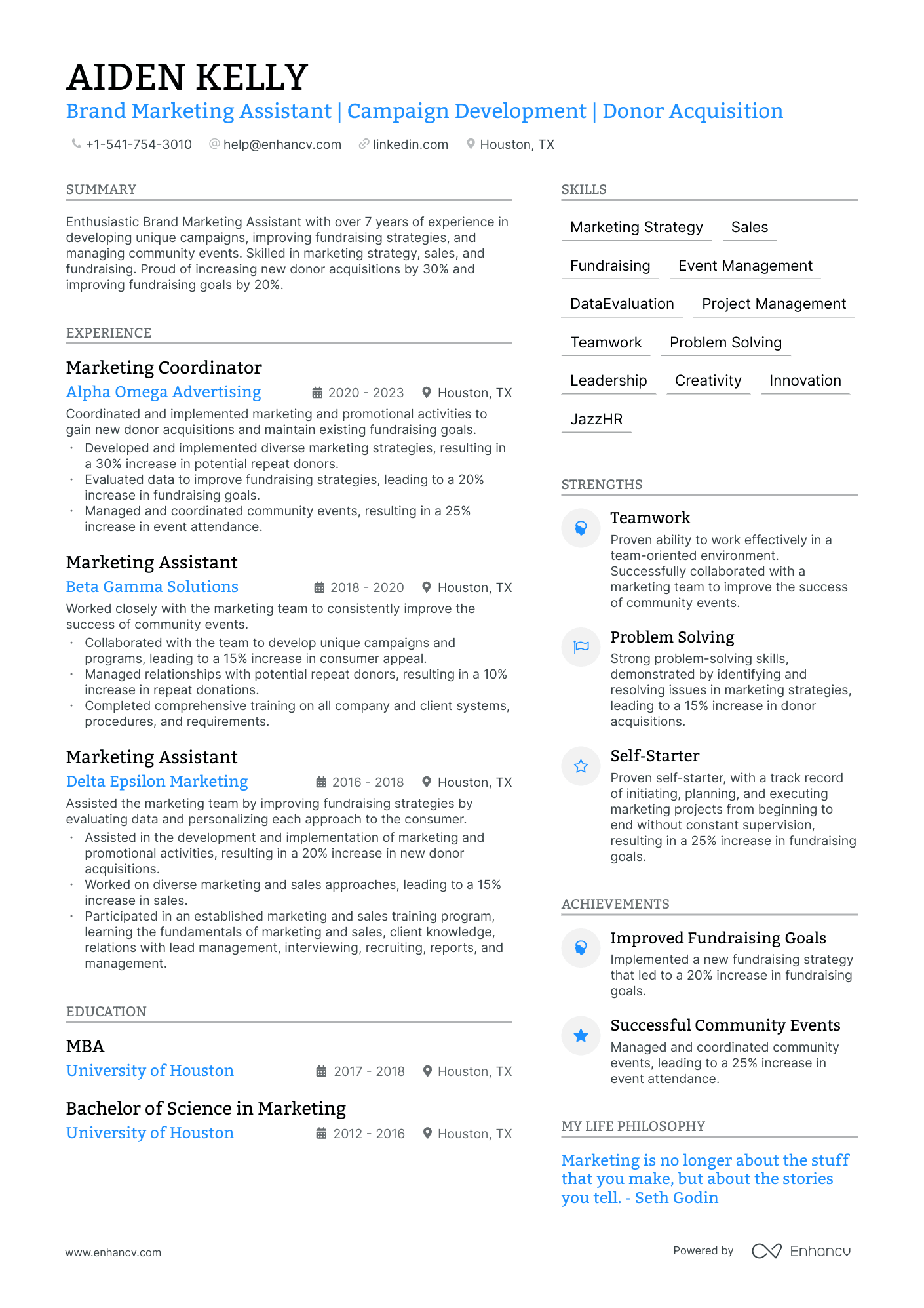 marketing assistant resume description