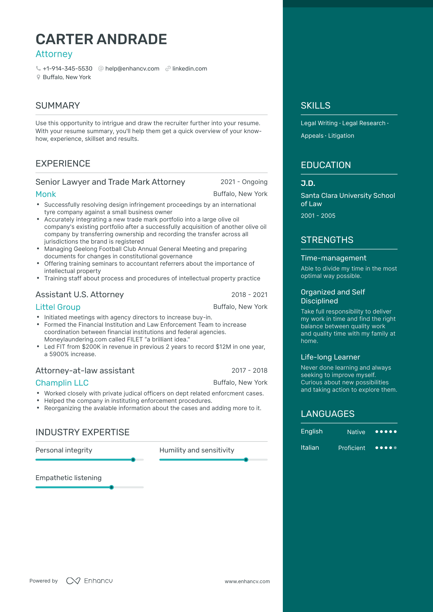 Attorney Resume Examples & Guide For 2023 (layout, Skills, Keywords 