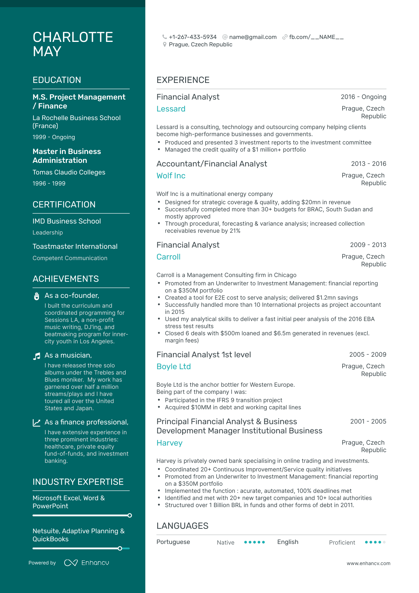 Polished Entry Level Financial Analyst Resume Template