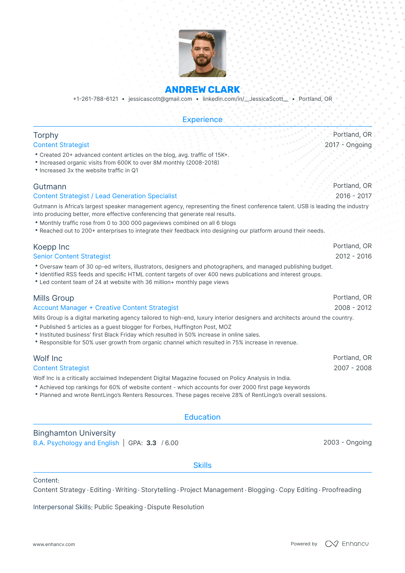 Traditional Content Strategist Resume Template