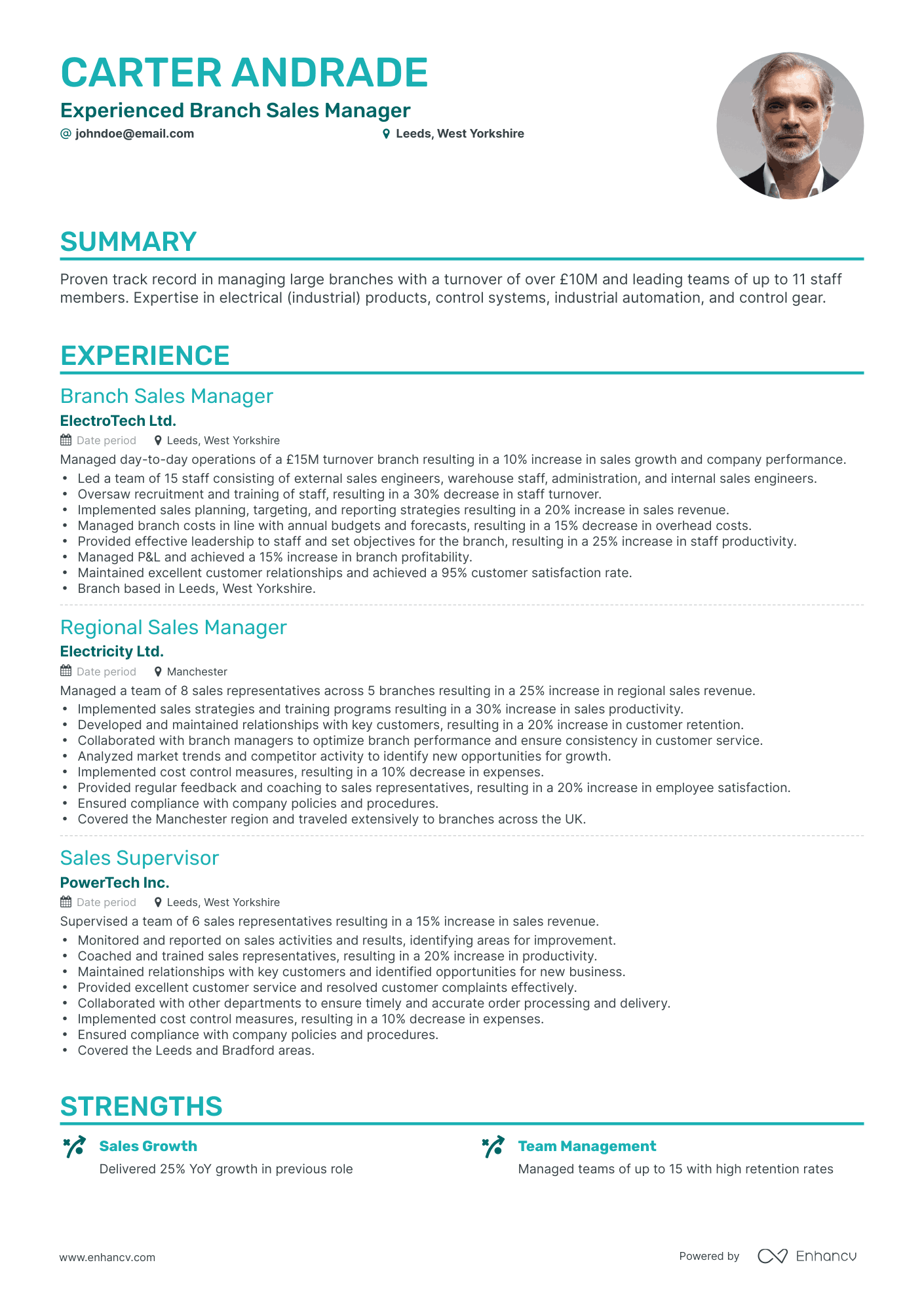 Classic Branch Sales Manager Resume Template