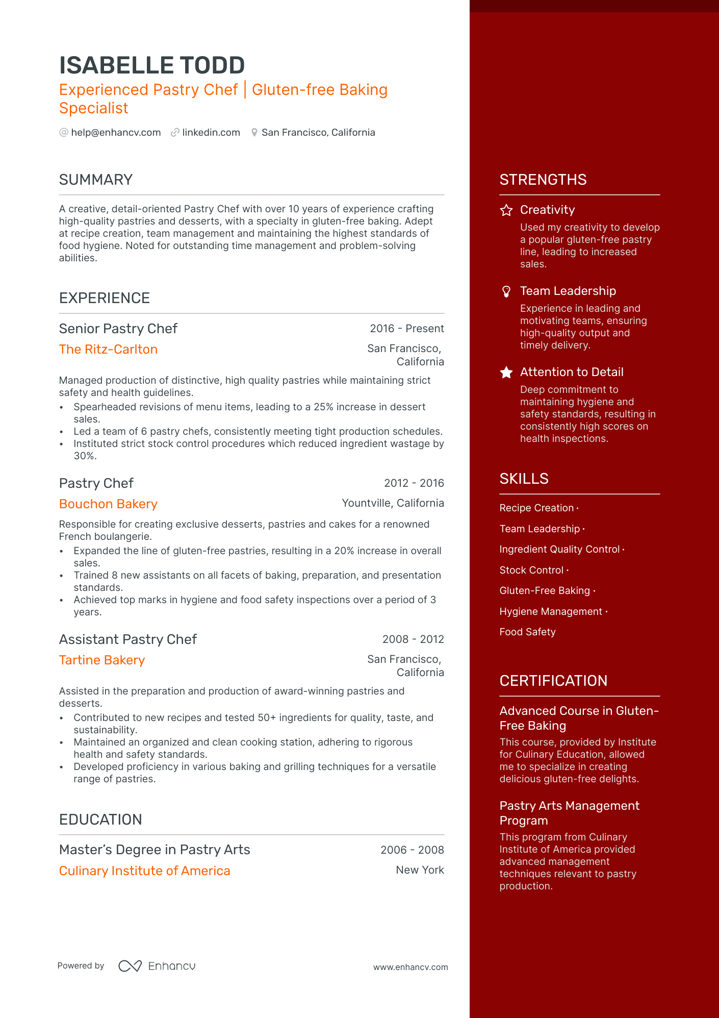 resume samples for chef