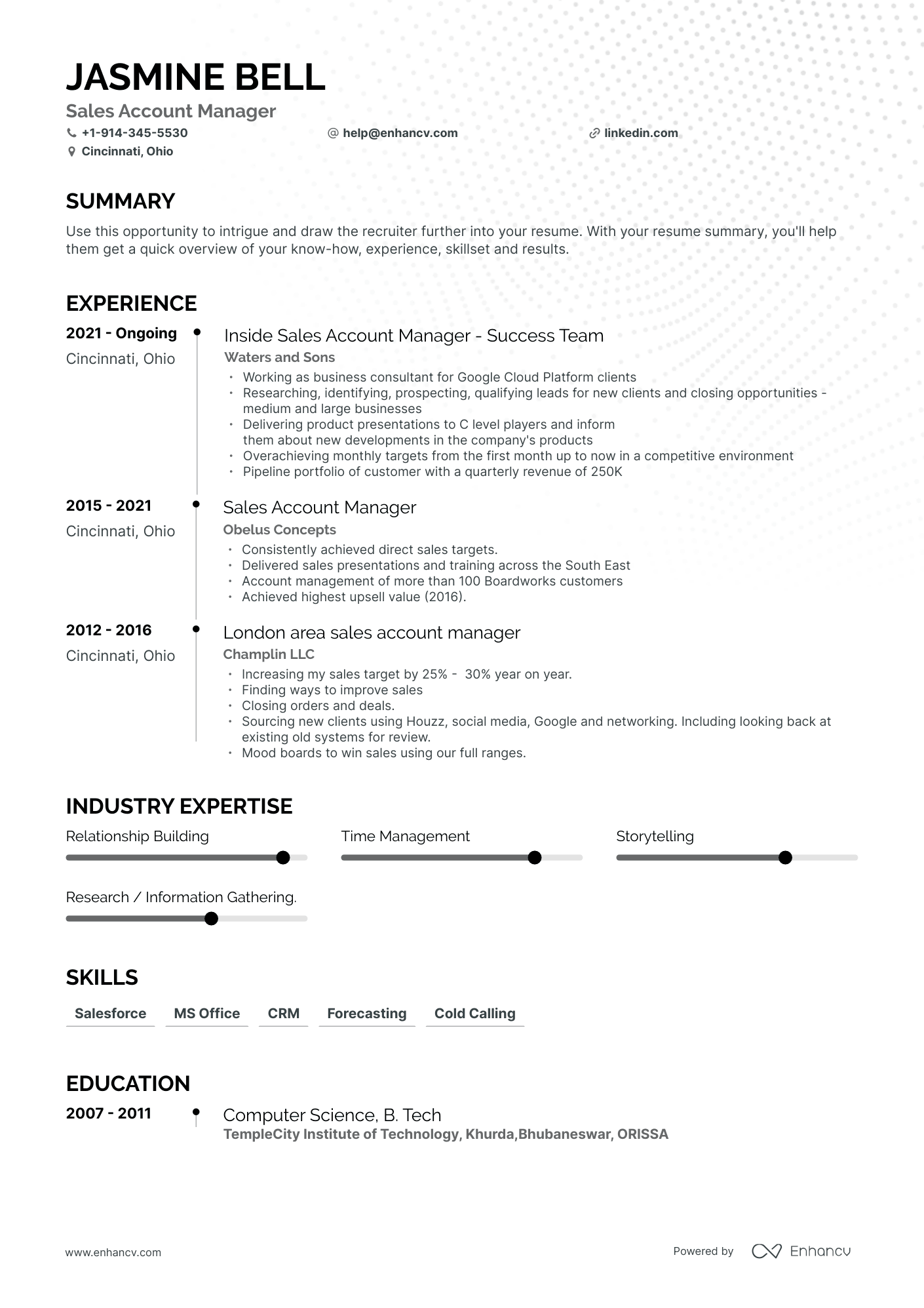 Sales Account Manager Resume Examples & Guide for 2023 (Layout, Skills ...