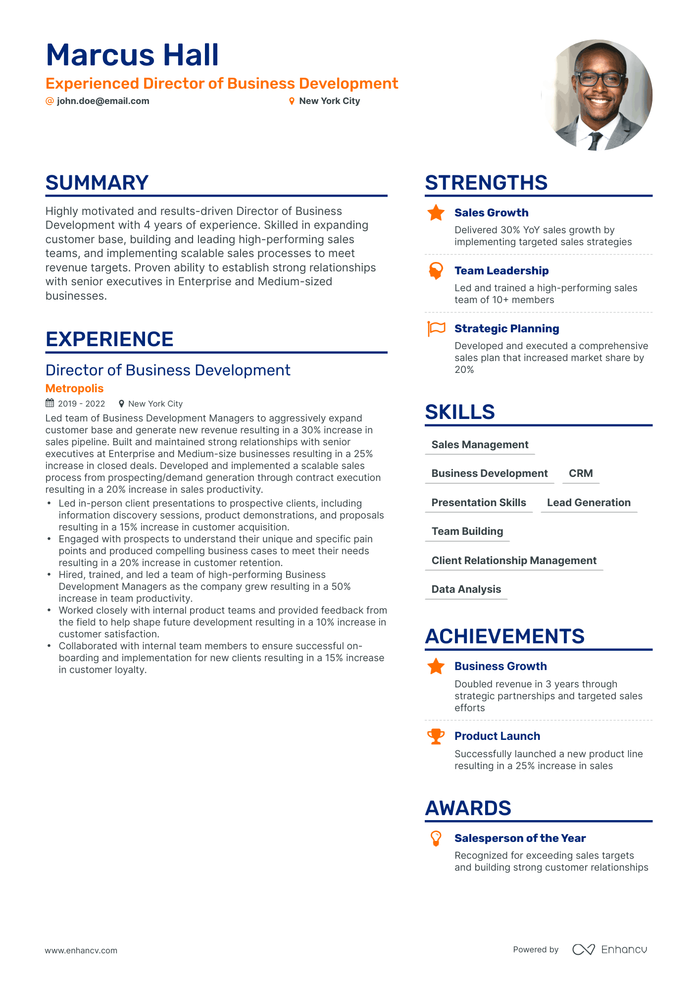 Simple Director Of Business Development Resume Template
