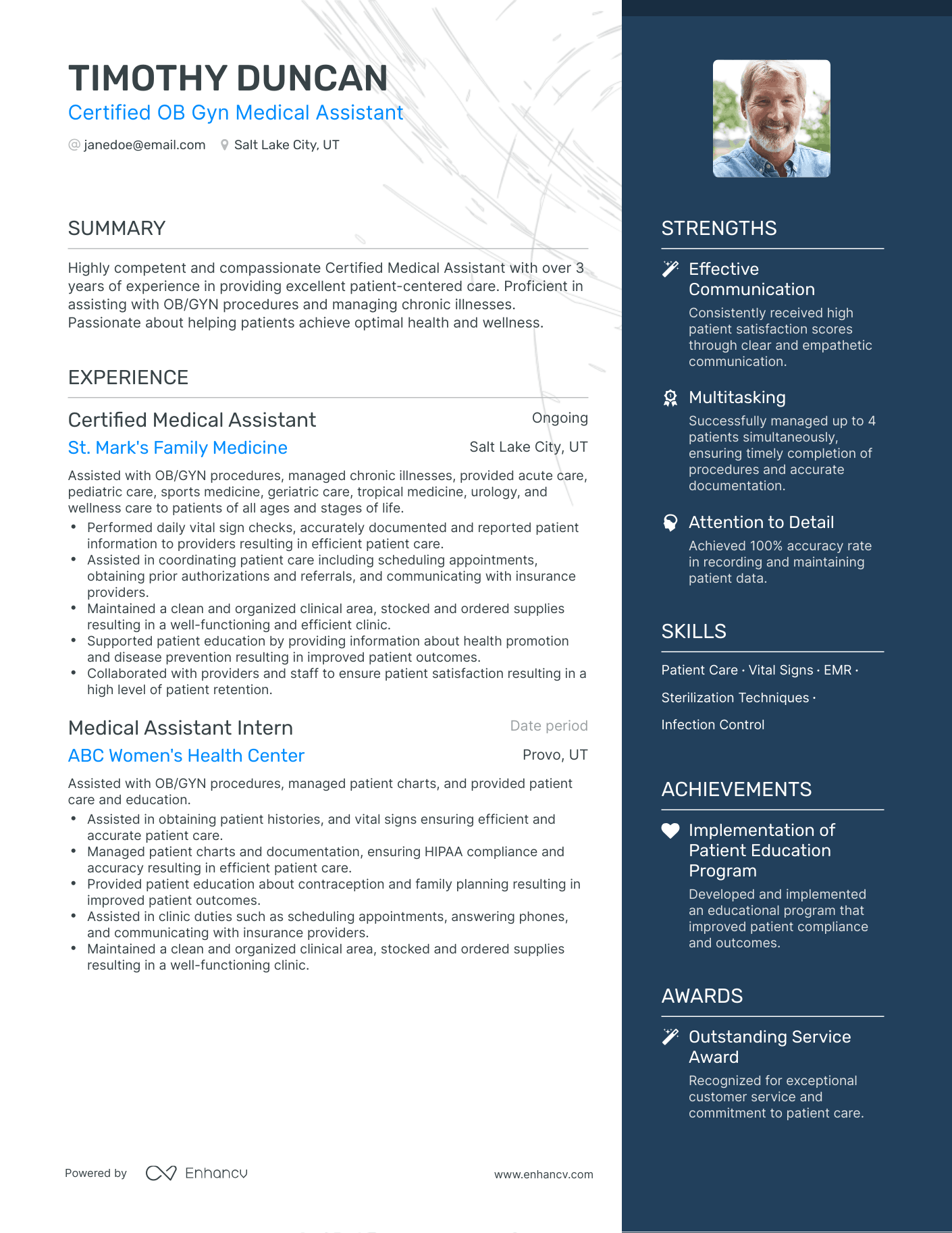 One Page Ob Gyn Medical Assistant Resume Template