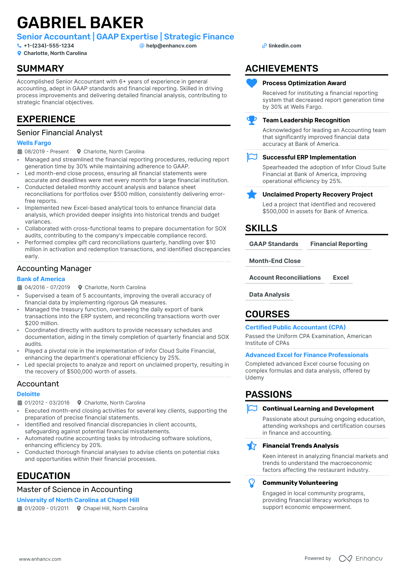 chronological resume for accountant