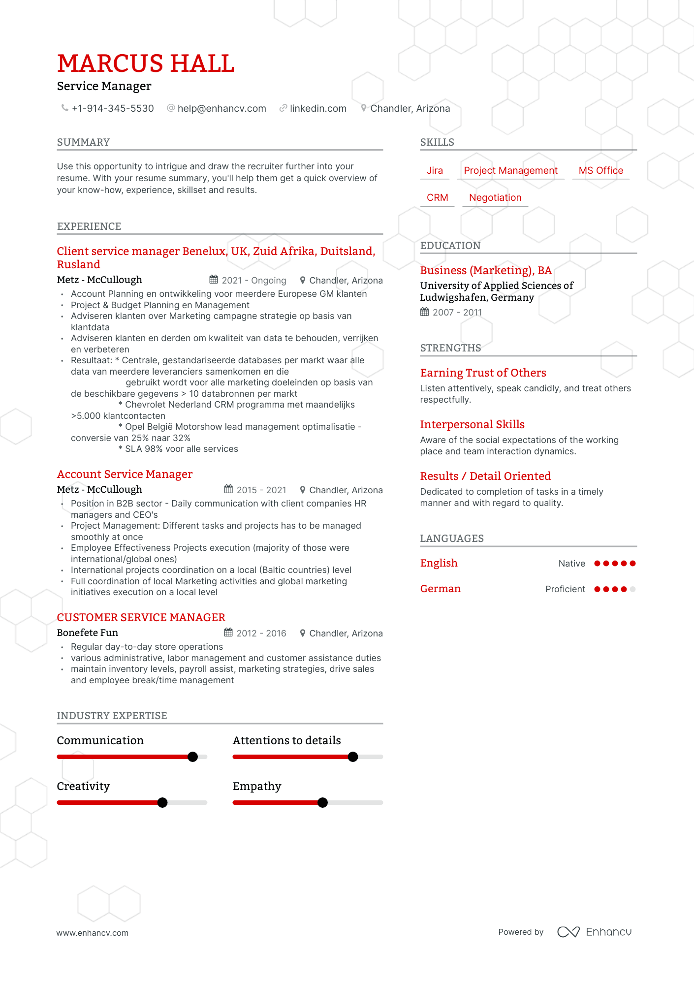 Modern Service Manager Resume Template