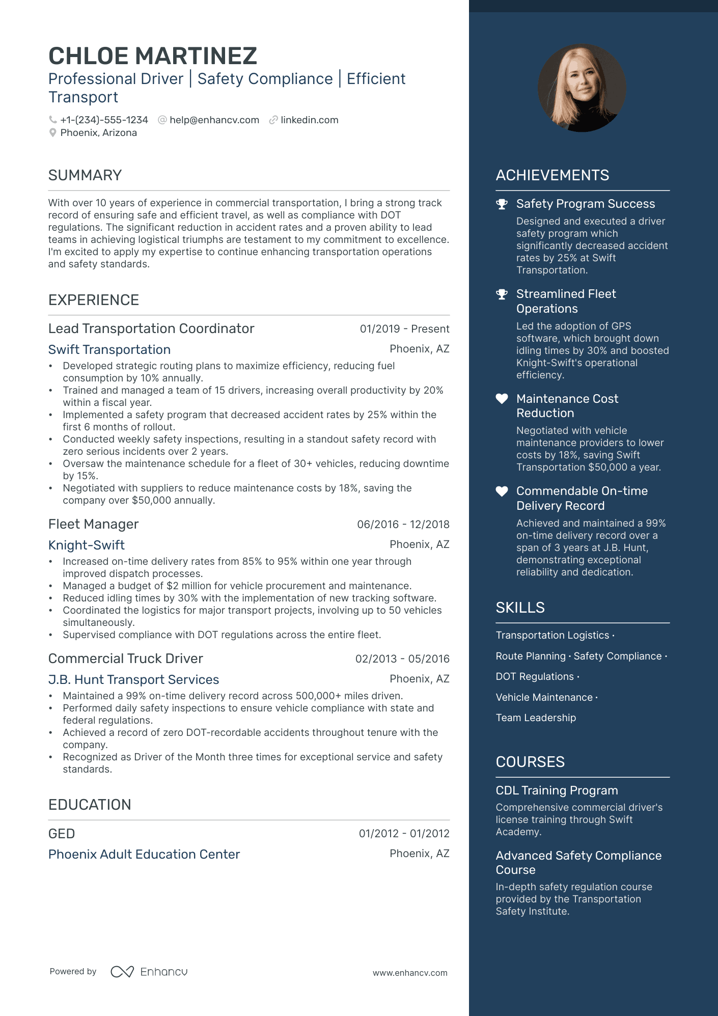 sample resume for school bus driver