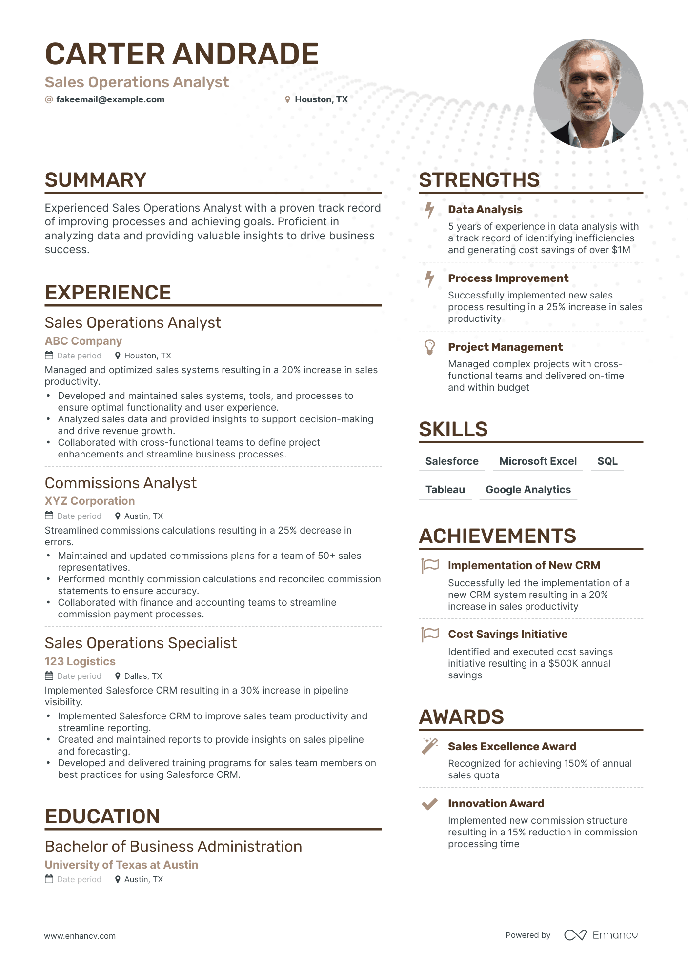 Simple Sales Operations Analyst Resume Template