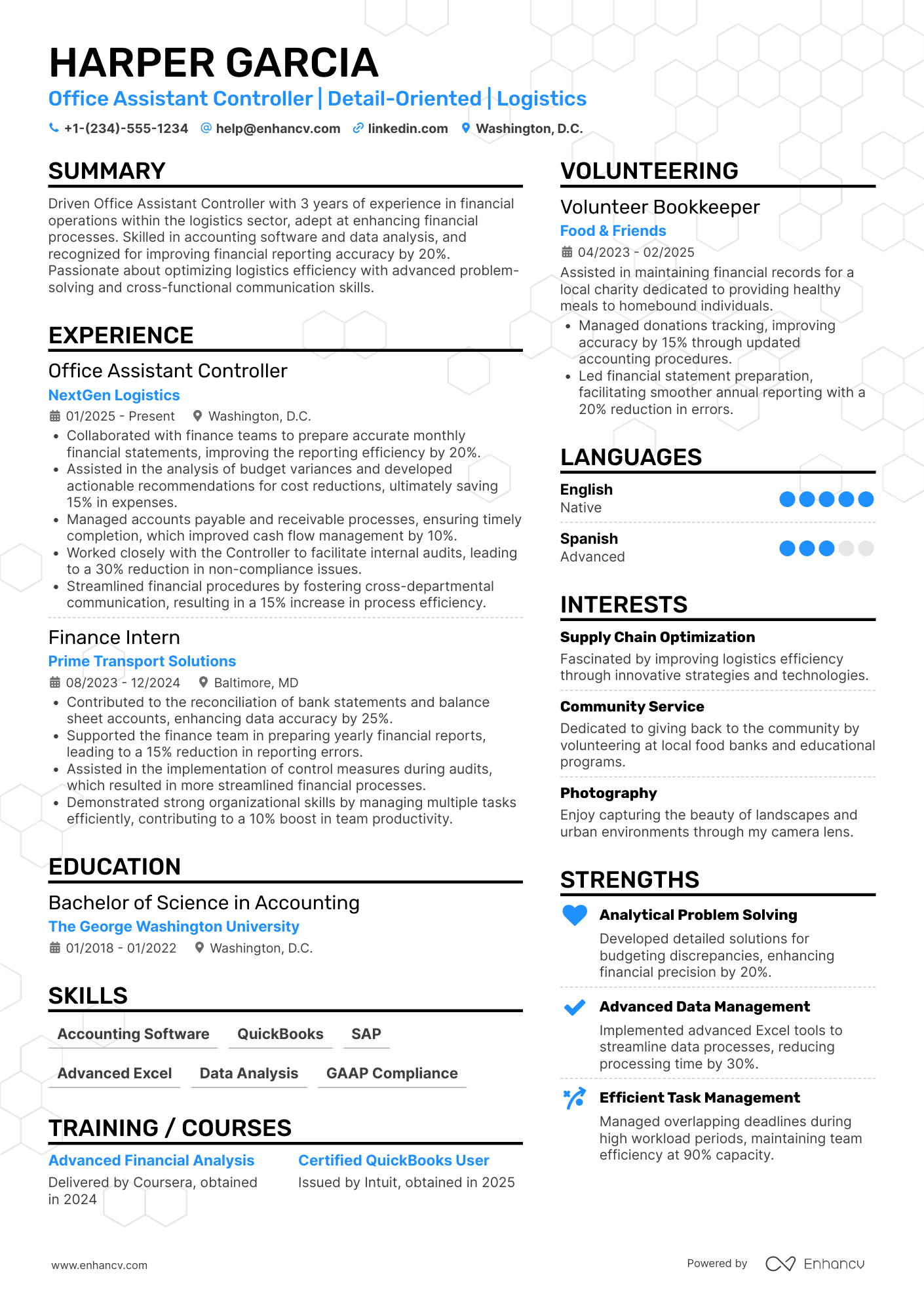 A resume example of a Office Assistant Controller