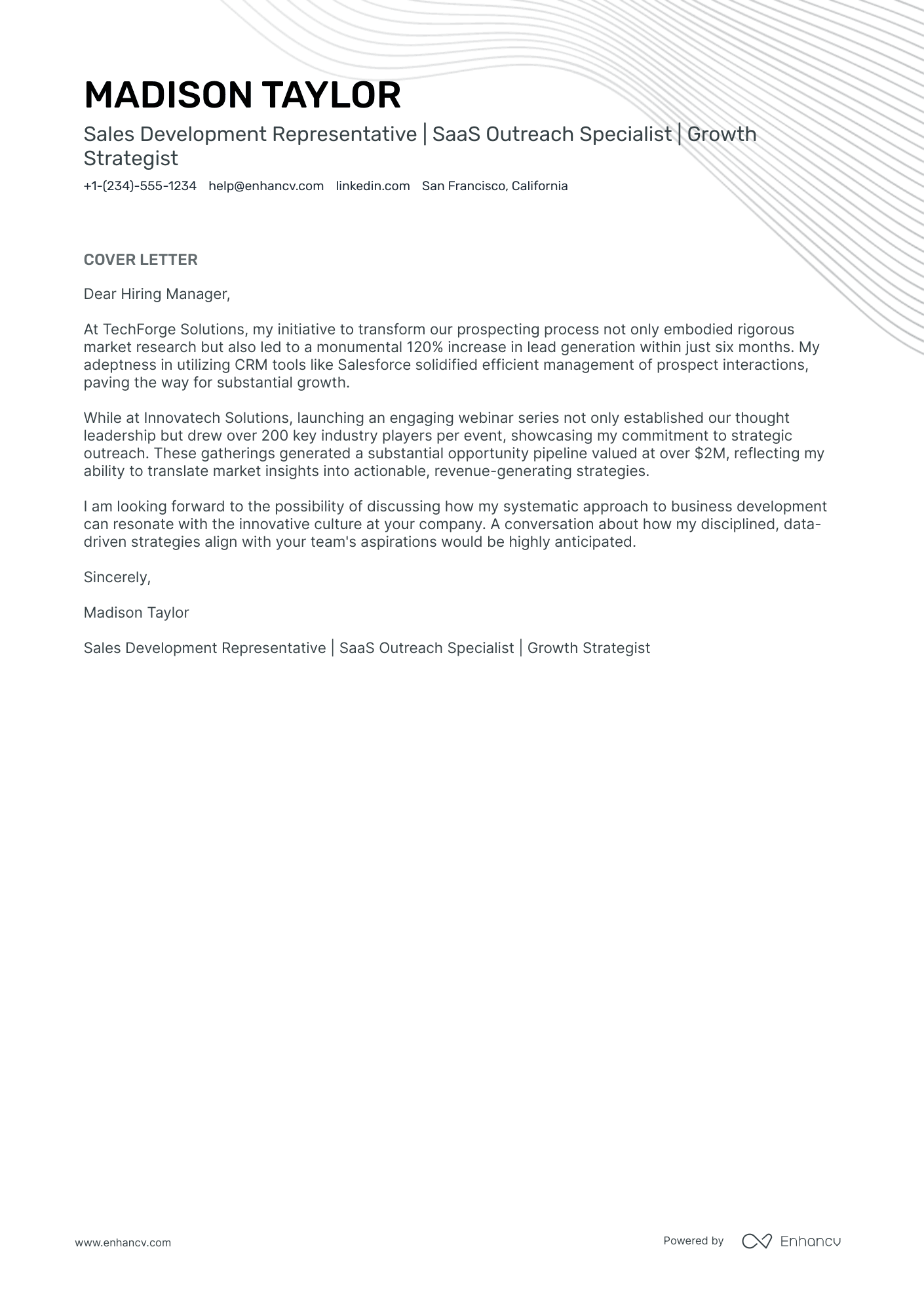 short application letter for sales representative with no experience