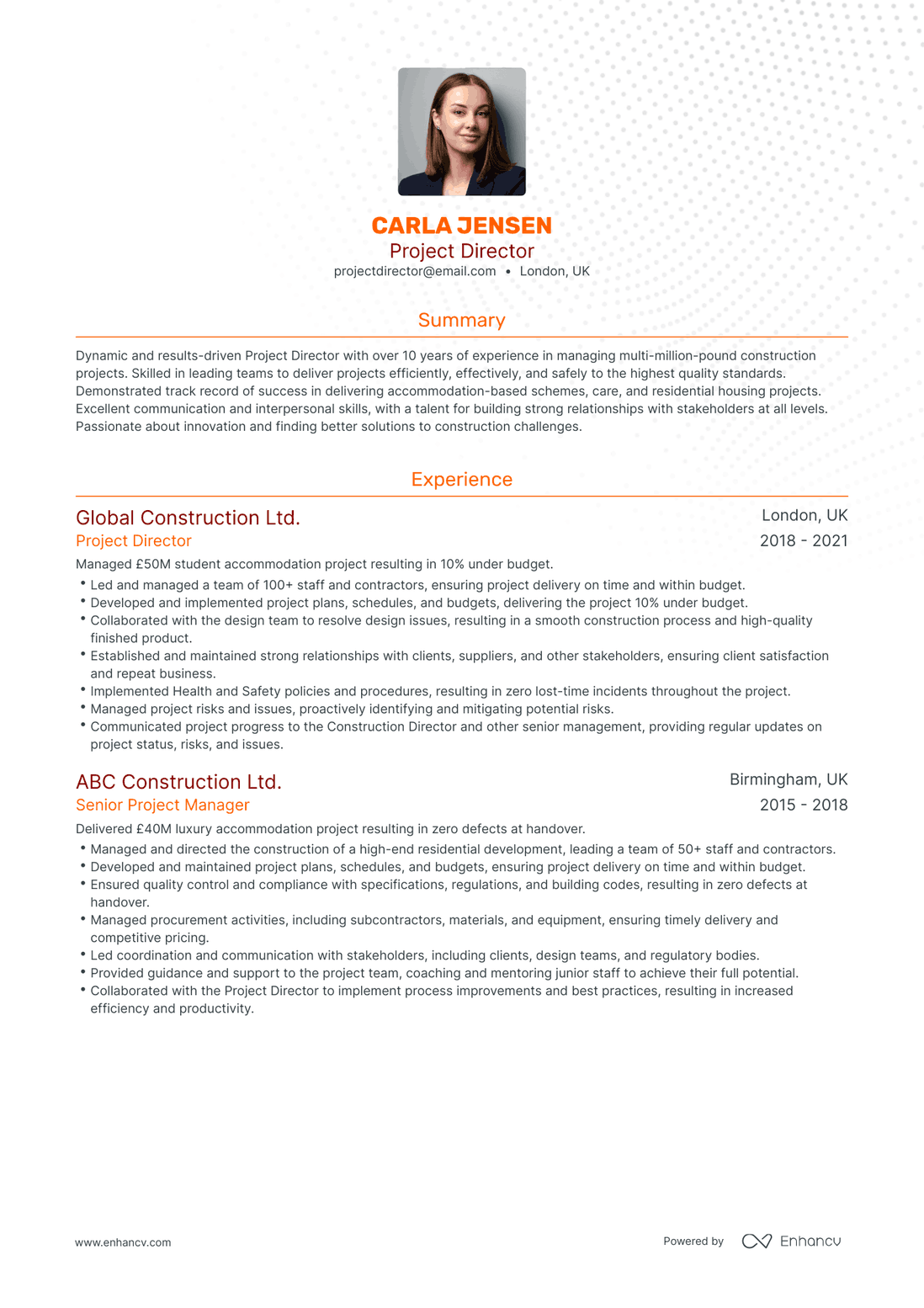 Traditional Project Director Resume Template