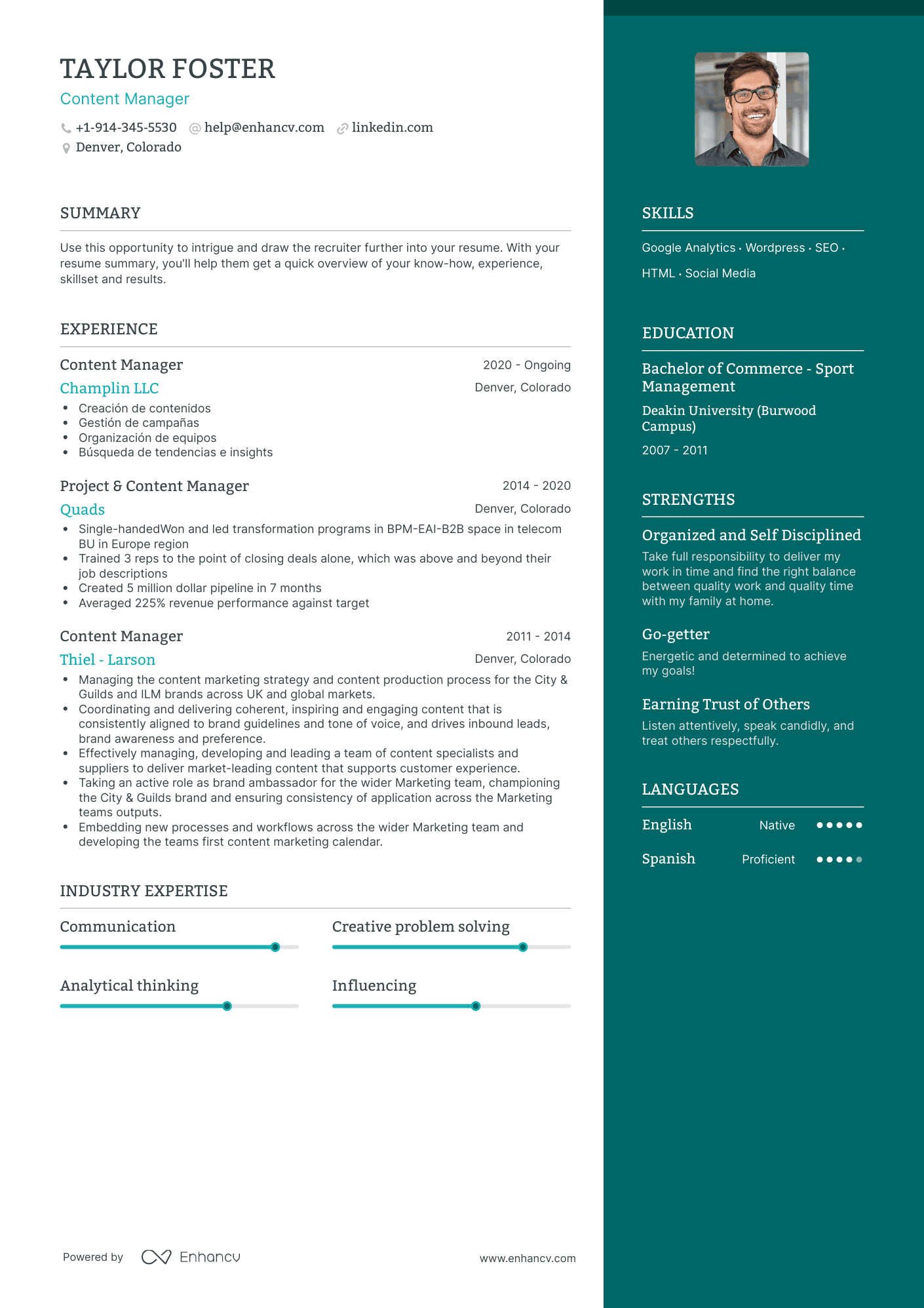 Content Manager Resume Examples & Guide For 2023 (layout, Skills 