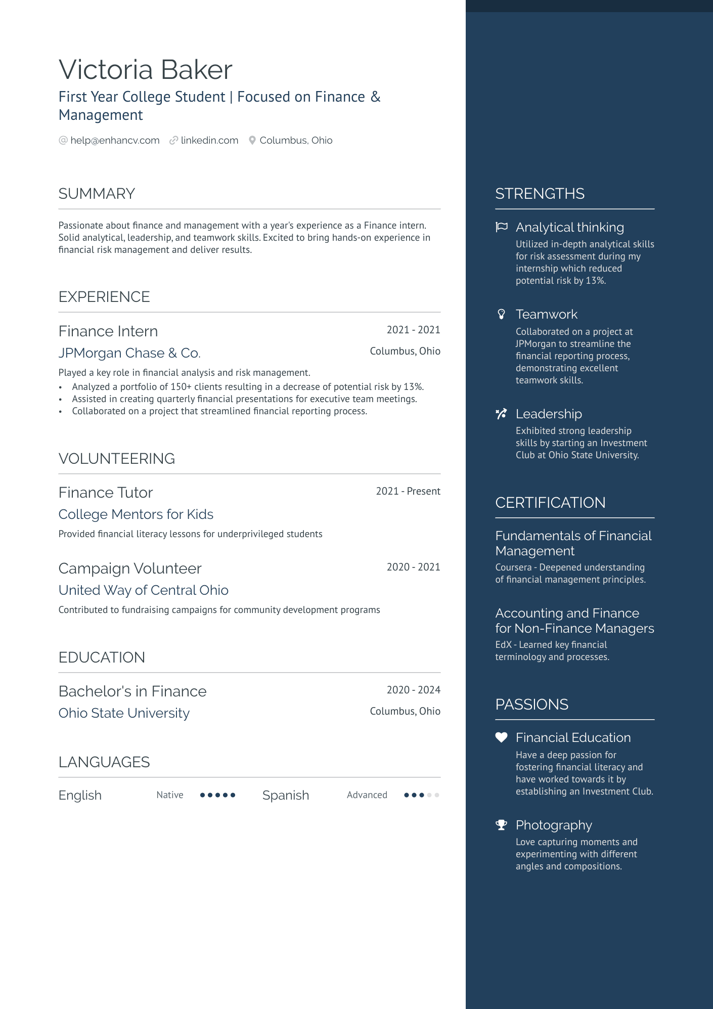 examples of college resume